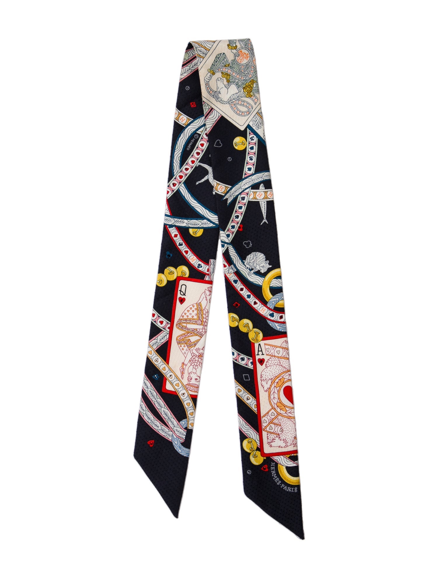 Hermès Pique Dame De Coeur Silk Twilly Scarf