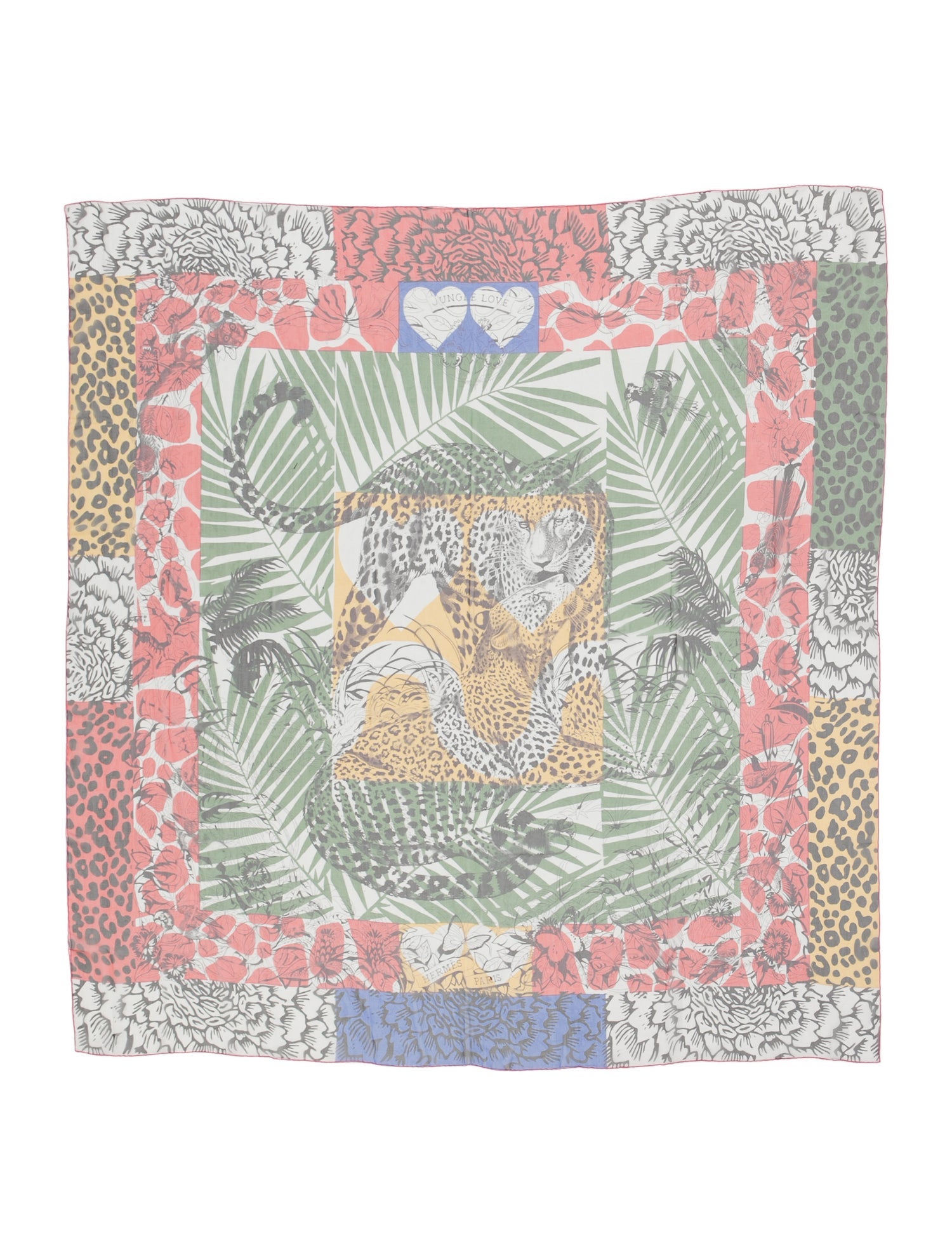 Hermès Jungle Love Au Tampon Silk Shawl