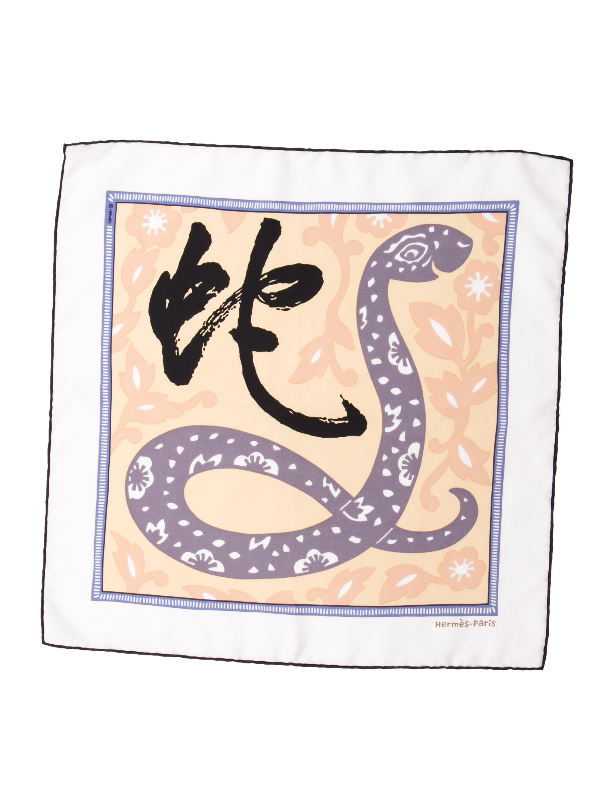 Hermès L'annee Du Serpent pocket Square Silk Scarf