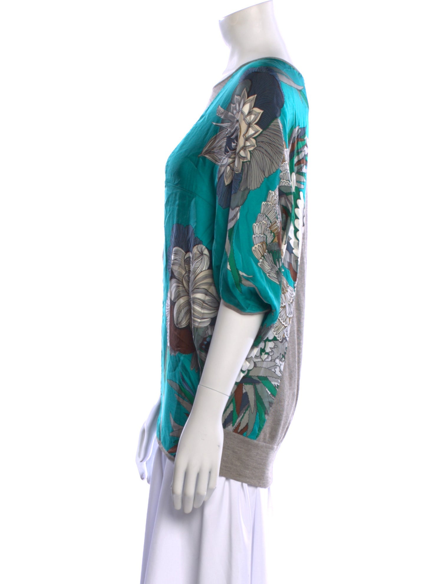 Hermès Printed Scoop Neck Blouse