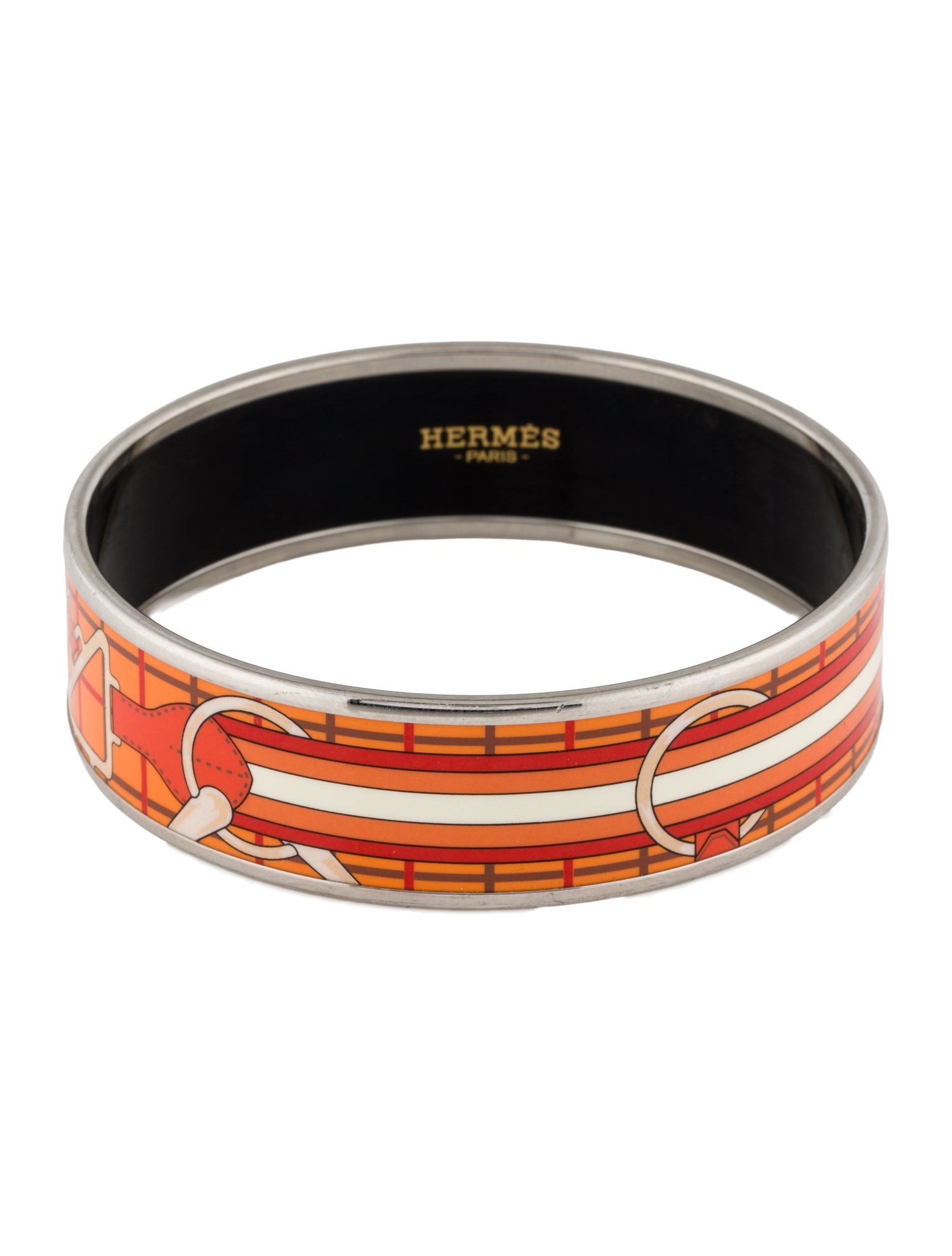 Hermès Wide Enamel Bangle Bracelet