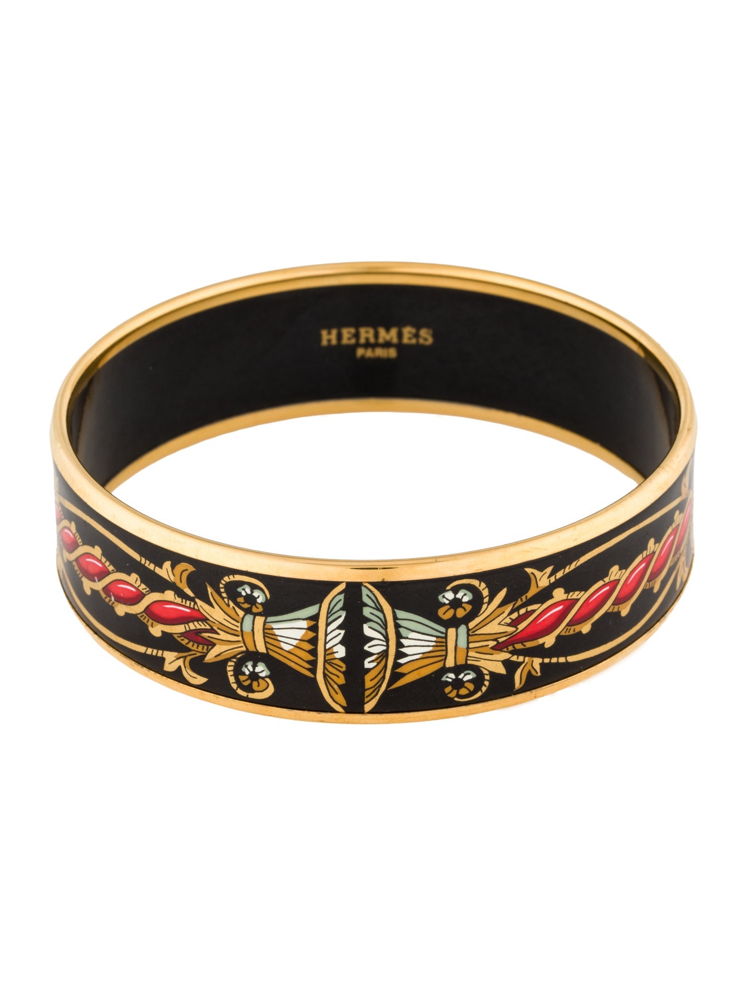 Hermès Wide Enamel Bangle Bracelet