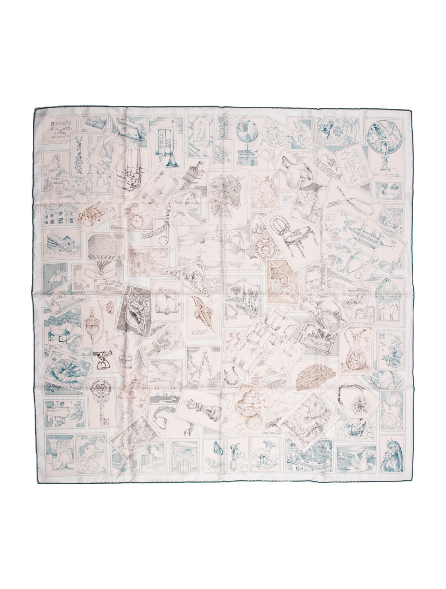 Hermès Le Philateliste du Faubourg Silk Scarf