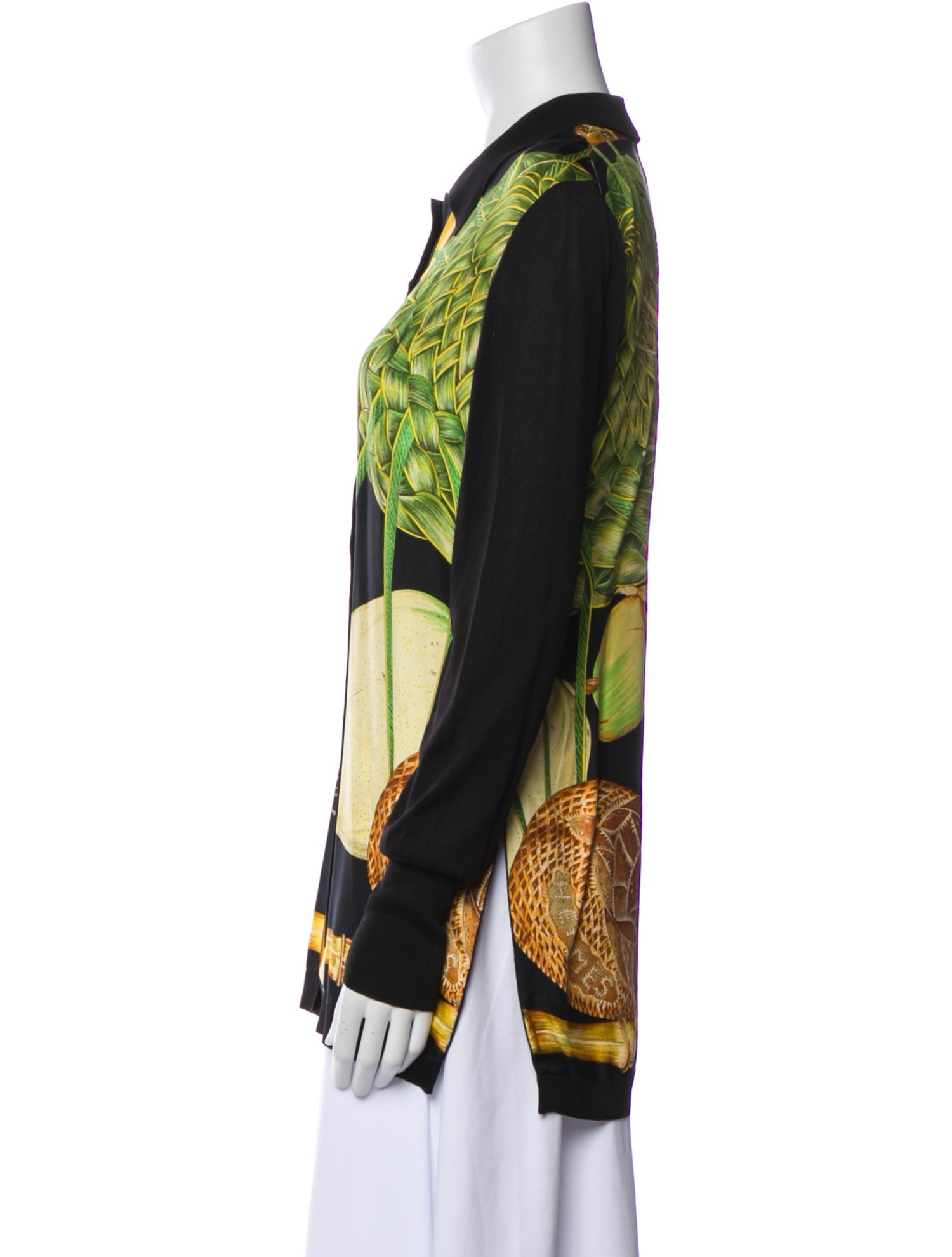 Hermès Silk Printed Button-Up Top