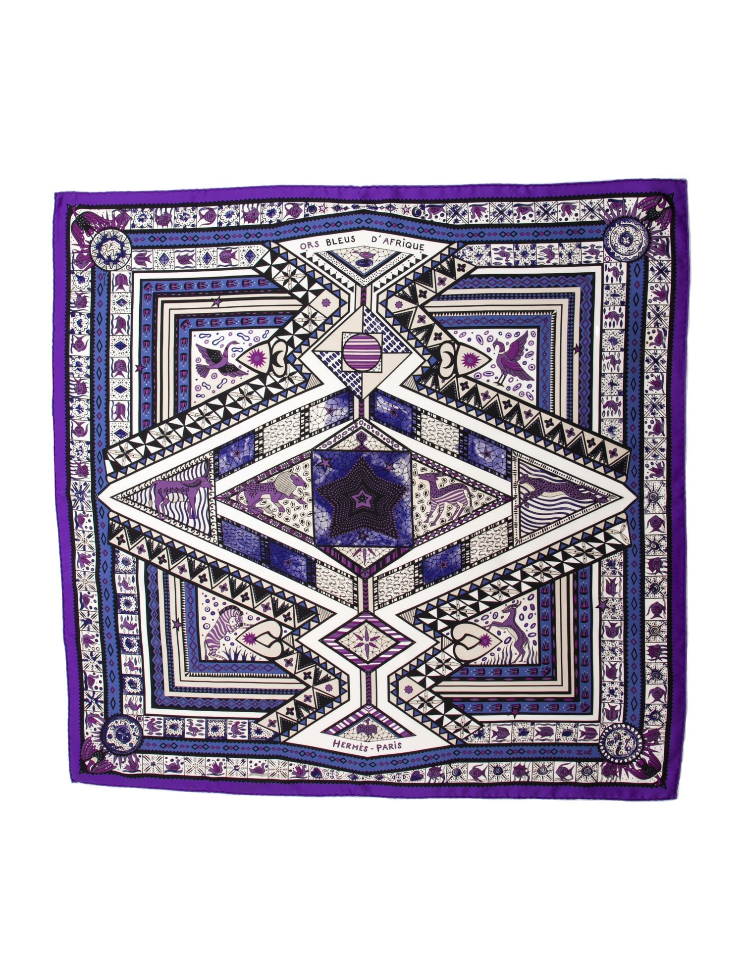 Hermès Ors Bleus D'Afrique Silk Scarf