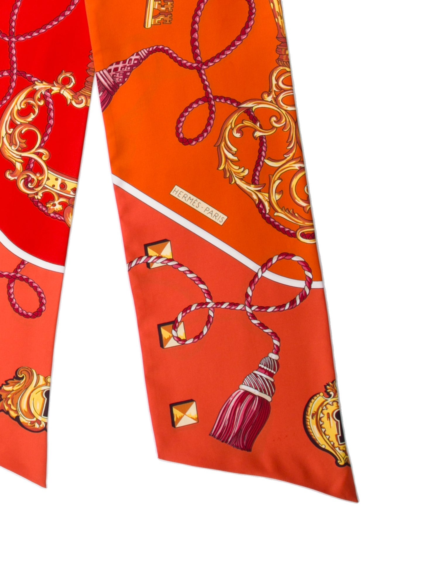 Hermès Les Cles Maxi Silk Twilly Scarf