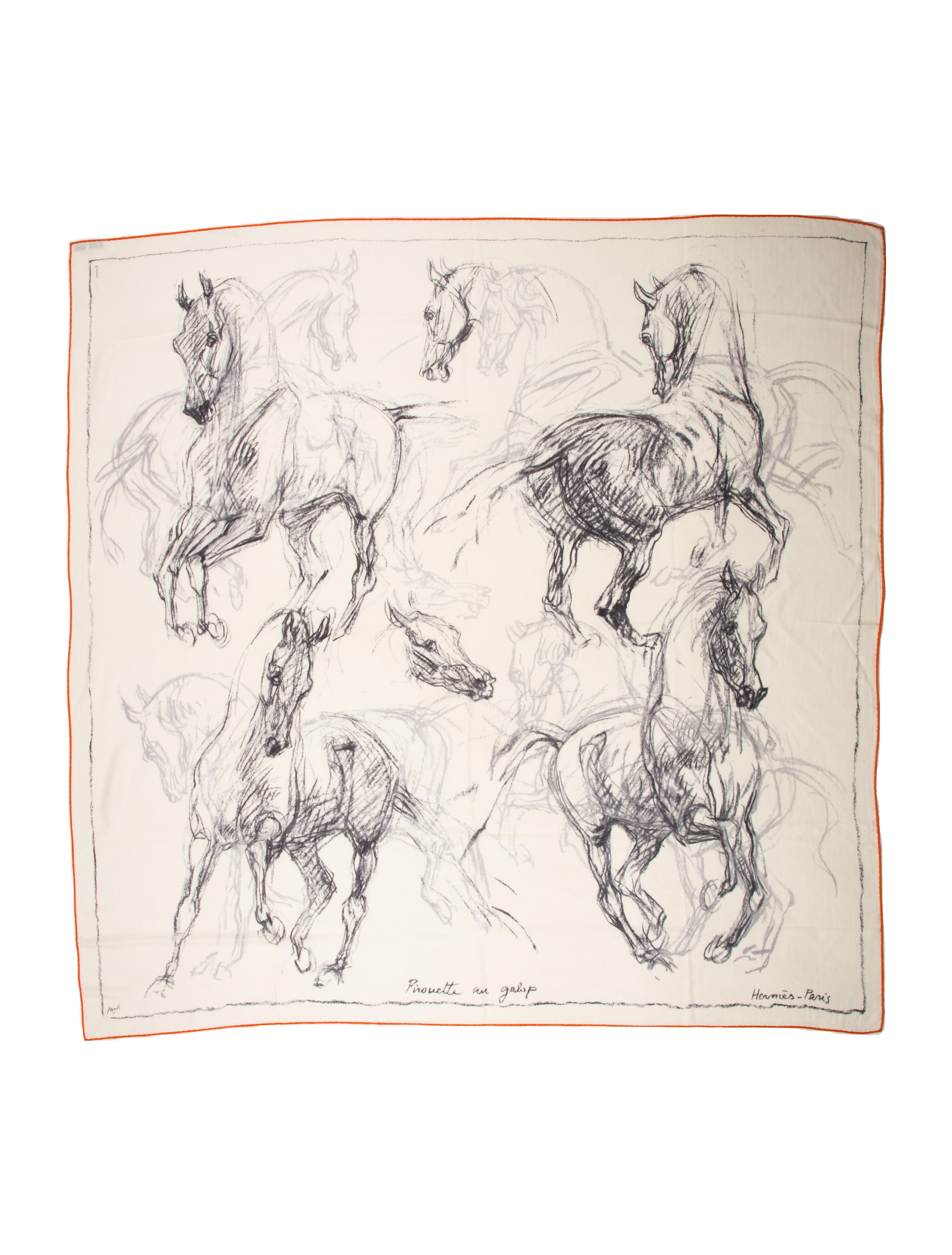 Hermès Pirouette au Galop Cashmere Shawl