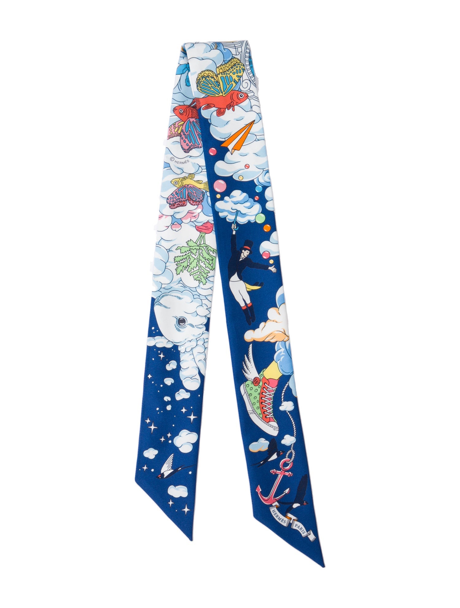 Hermès Sur Mon Nuage Silk Twilly Scarf