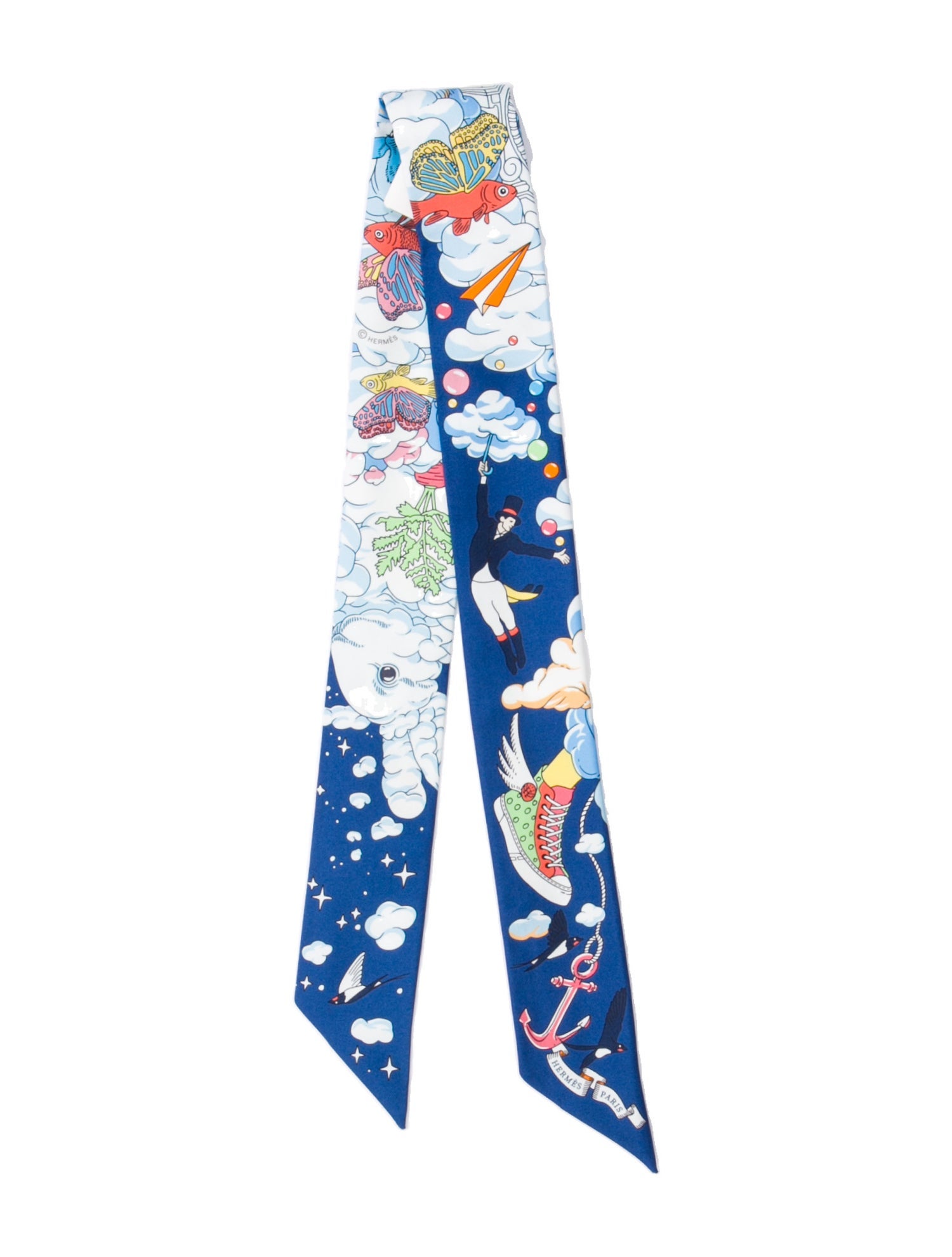 Hermès Sur Mon Nuage Silk Twilly Scarf