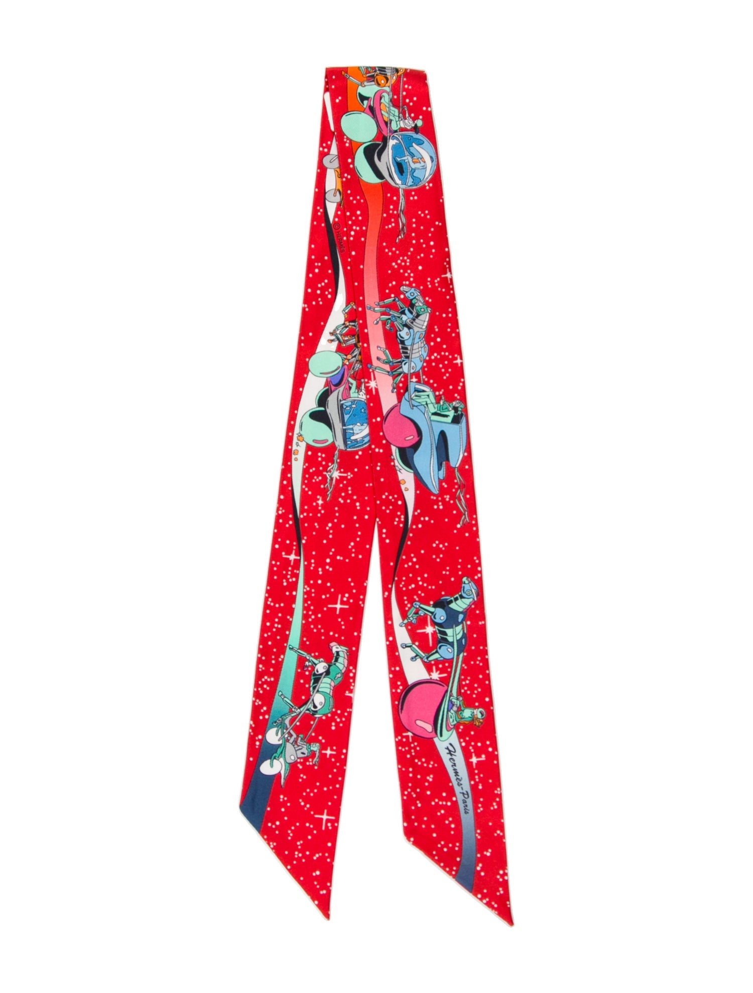 Hermès Space Derby Silk Twilly Scarf w/ Tags