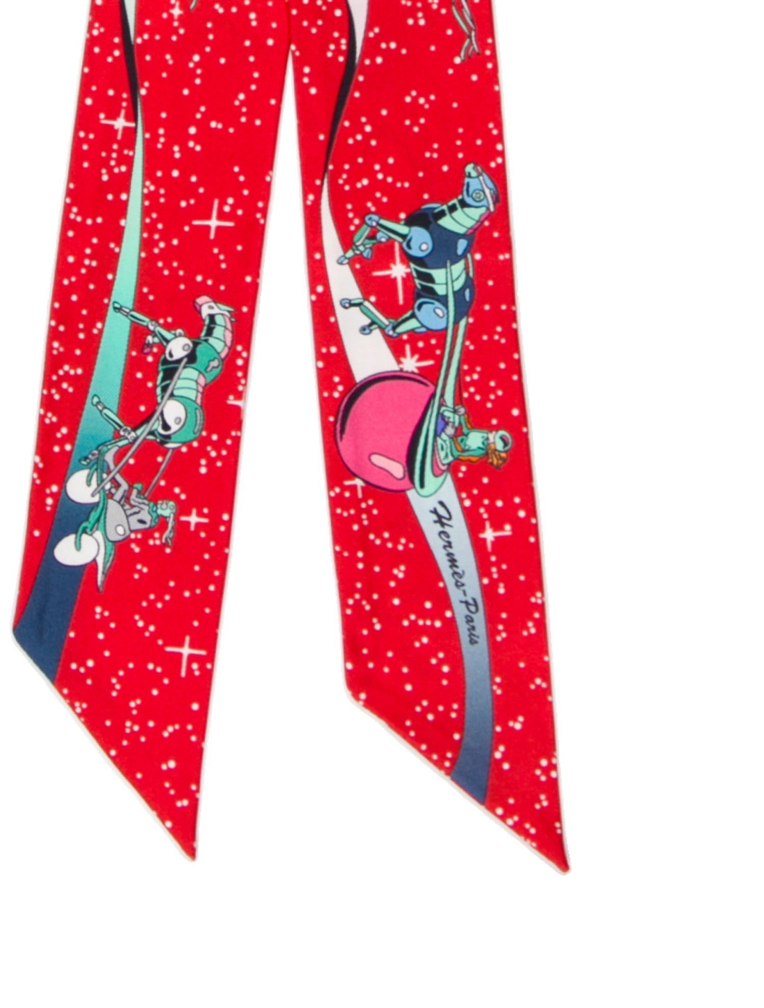 Hermès Space Derby Silk Twilly Scarf w/ Tags