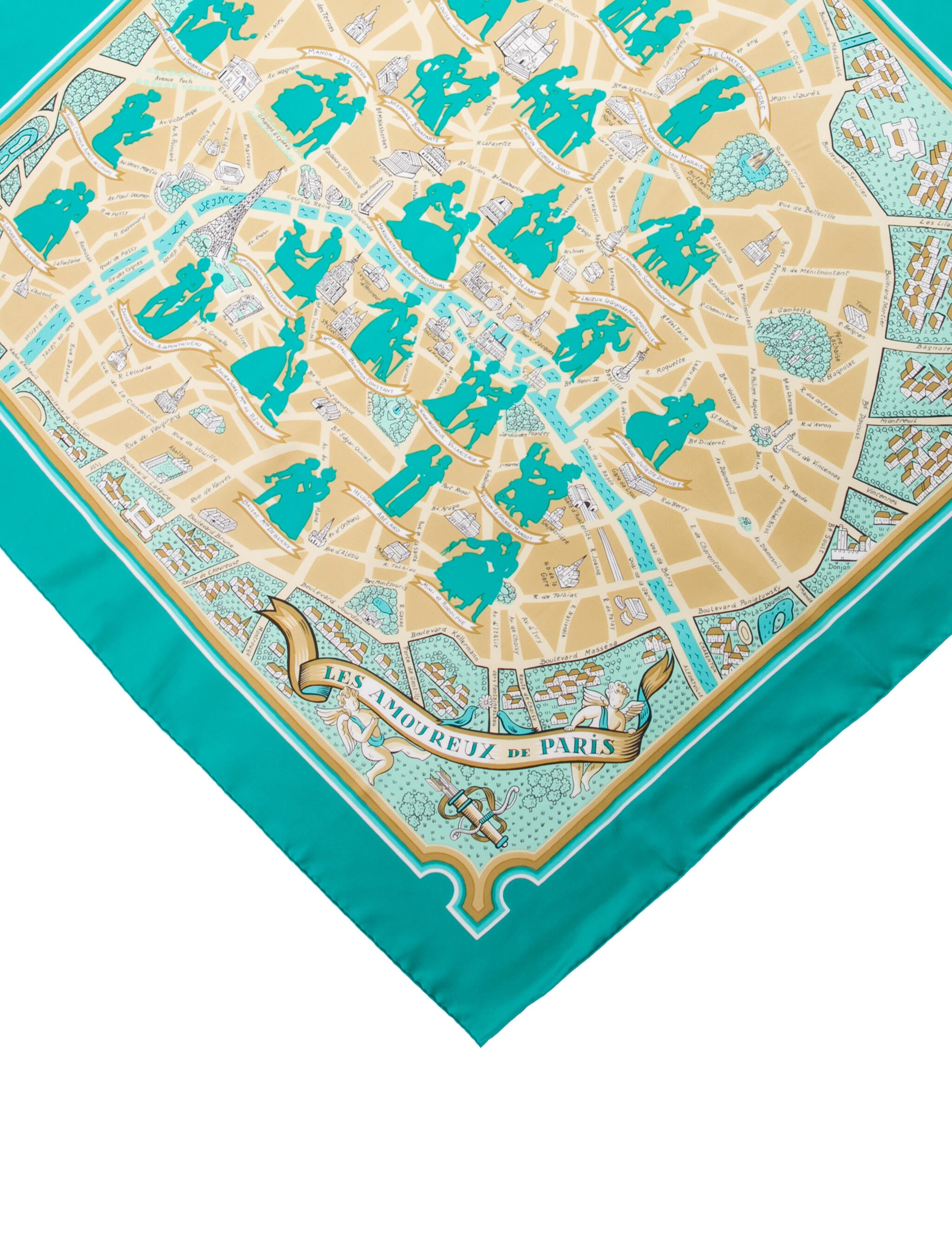 Hermès Les Nouveaux Amoureux de Paris Silk Scarf