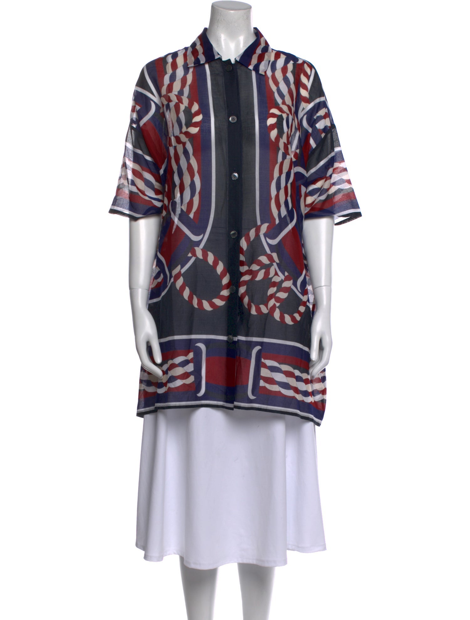 Hermès Printed Mock Neck Tunic