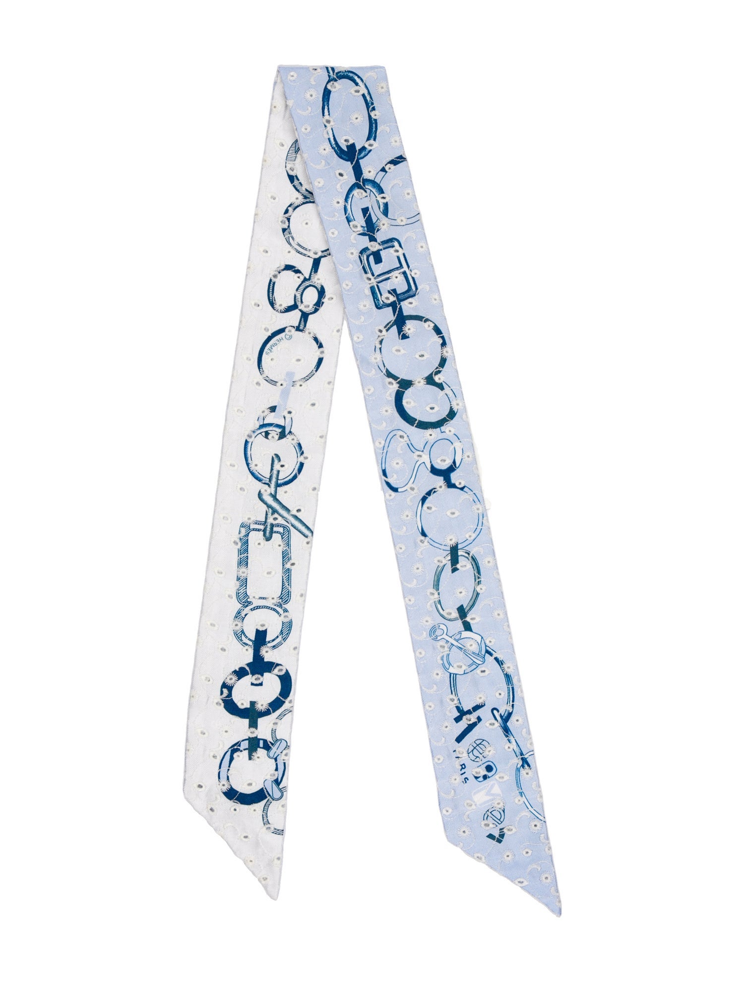 Hermès Do Re Boucles Broderie Anglaise Silk Twilly Scarf