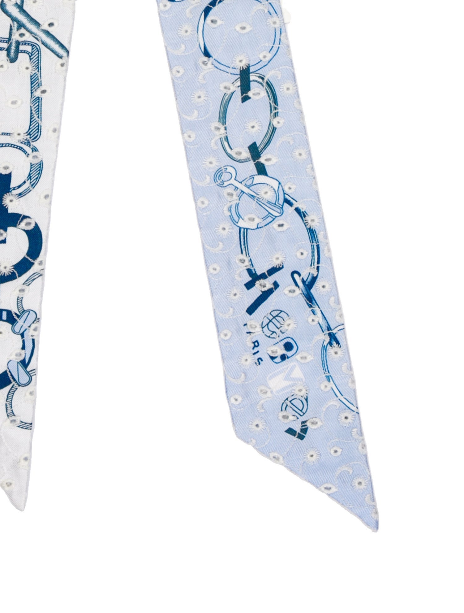Hermès Do Re Boucles Broderie Anglaise Silk Twilly Scarf
