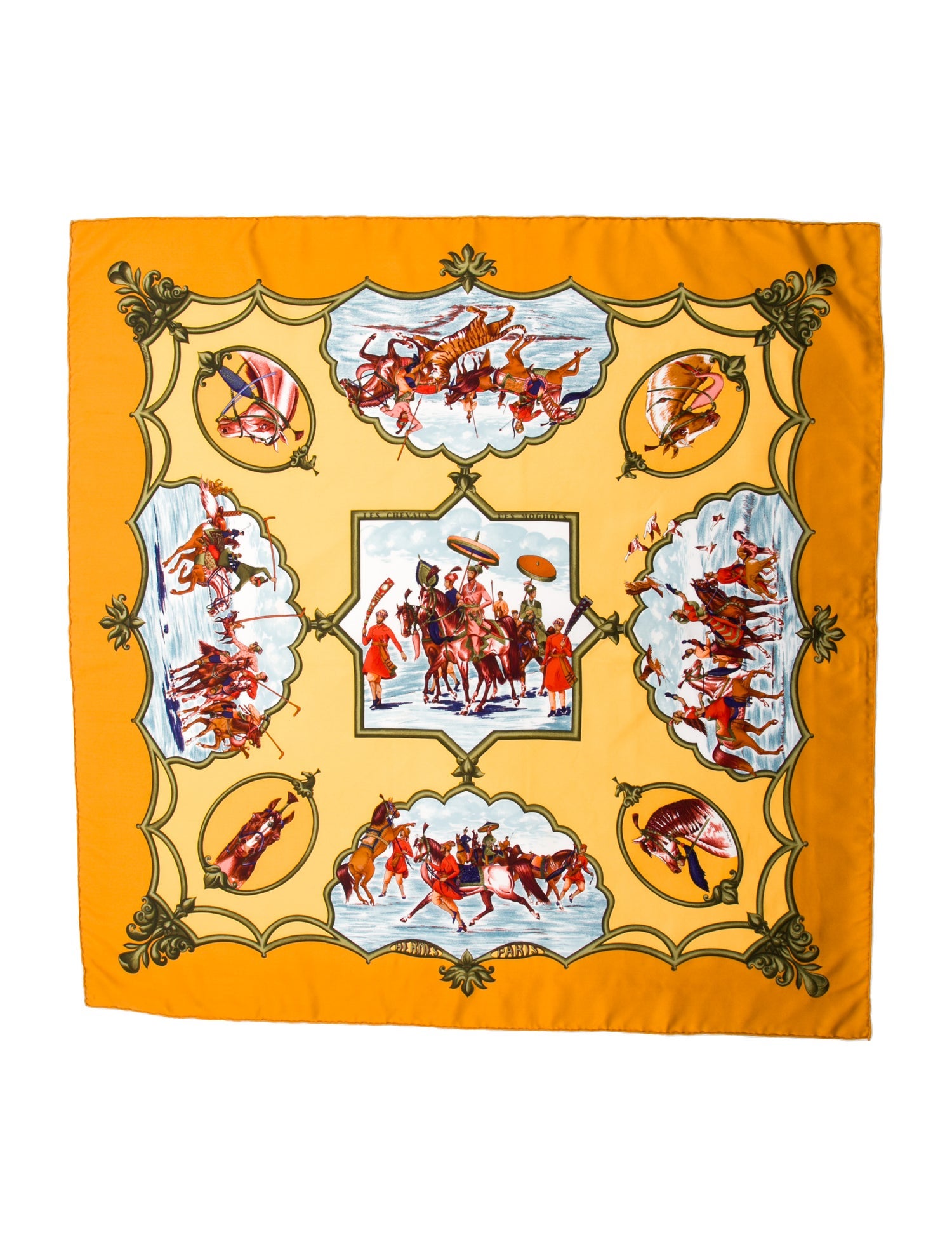 Hermès Les Chevaux des Moghols Silk Scarf