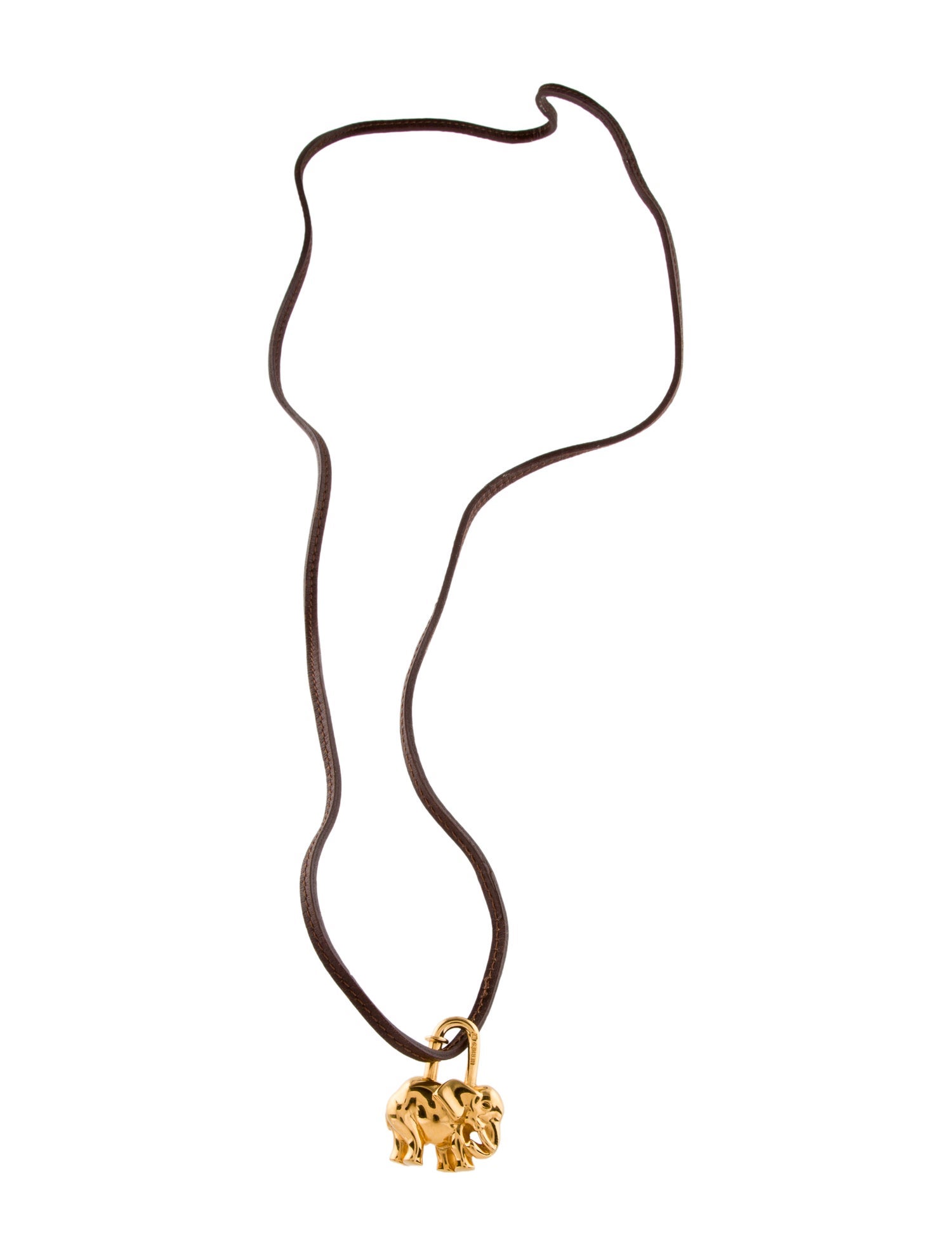 Hermès Leather Elephant Cadena Pendant Necklace
