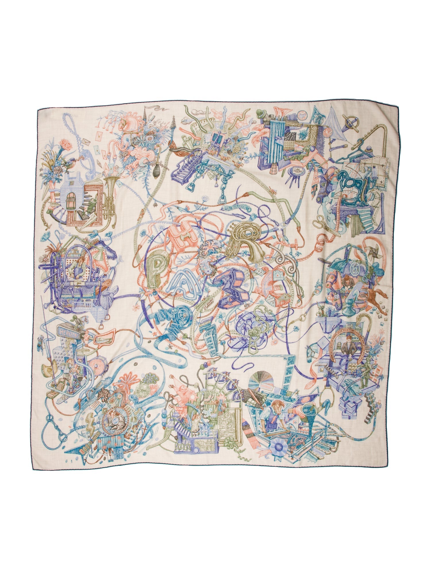 Hermès Le Monde d'Hermès Cashmere Shawl w/ Tags