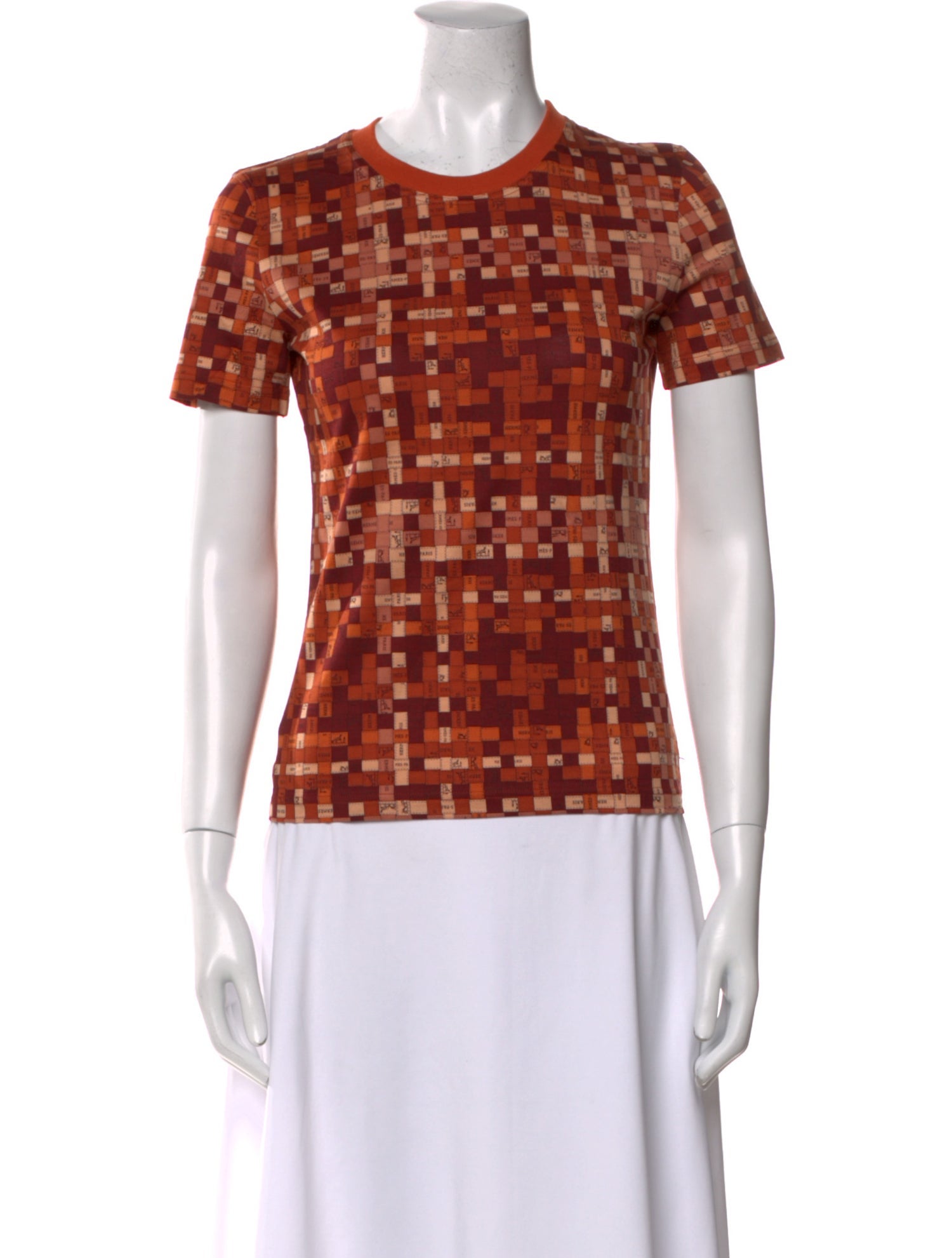 Hermès Plaid Print Crew Neck T-Shirt