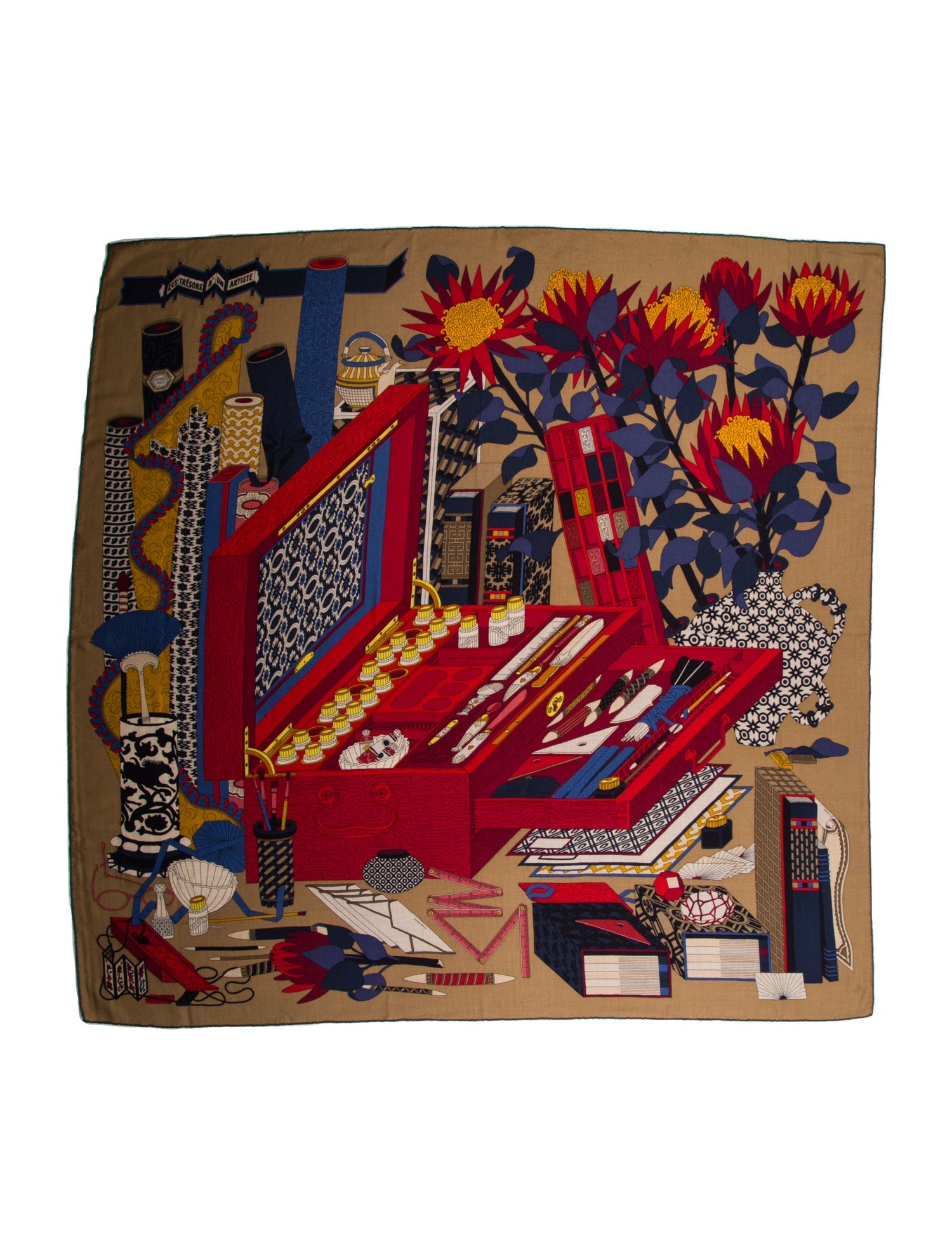 Hermès Les Trésors d'Un Artiste Cashmere Shawl