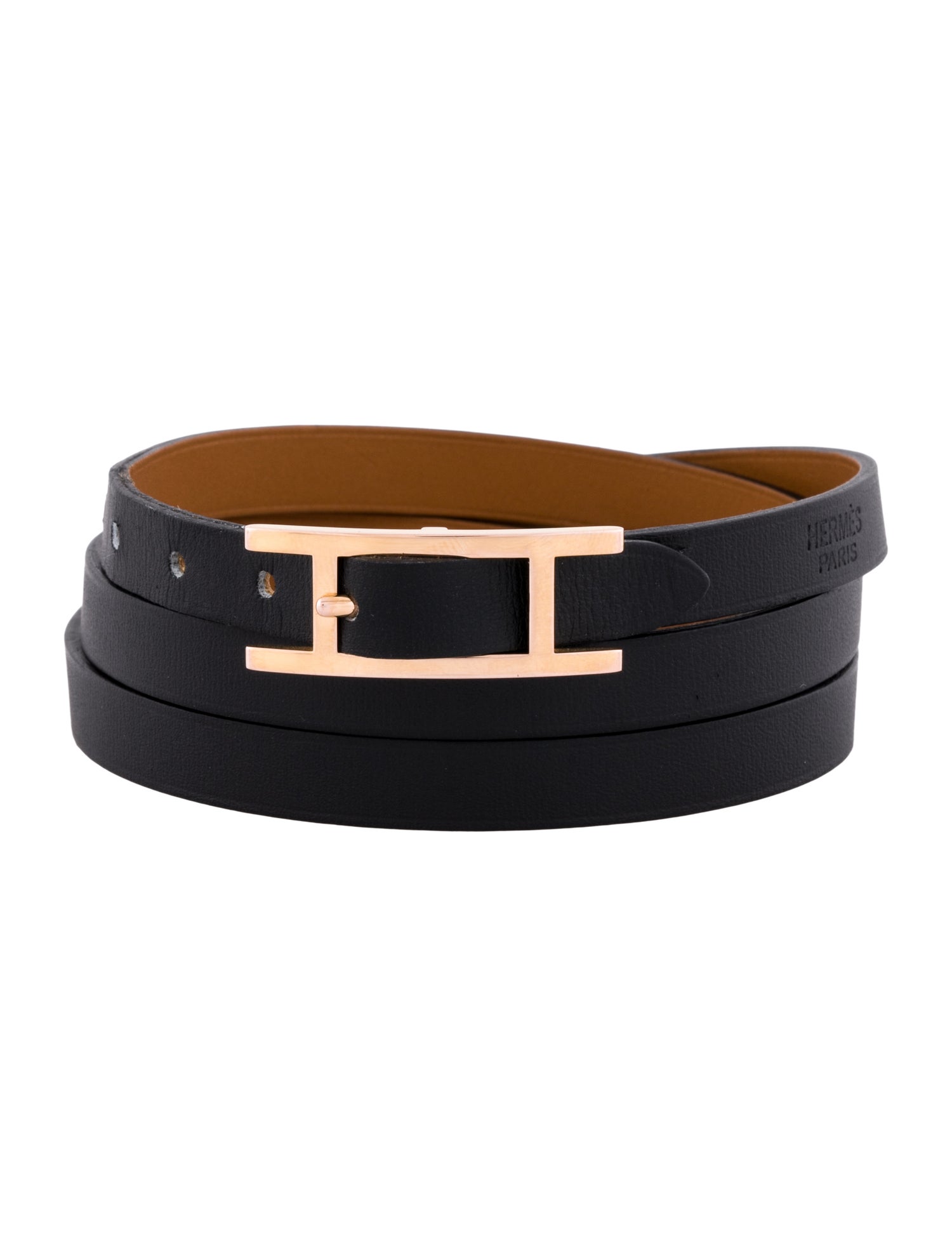 Hermès Leather Hapi 3MM Wrap Bracelet