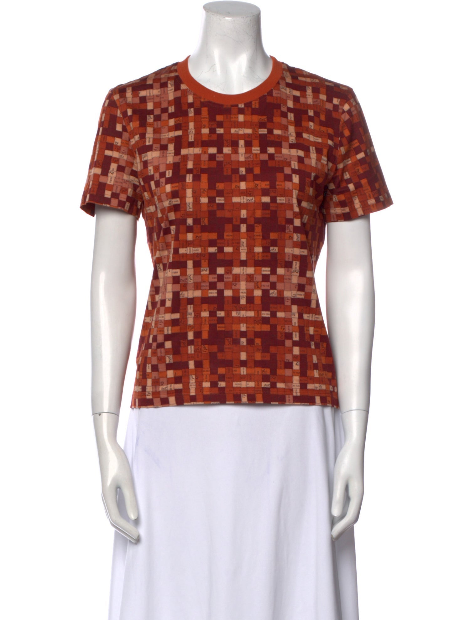 Hermès Plaid Print Crew Neck T-Shirt