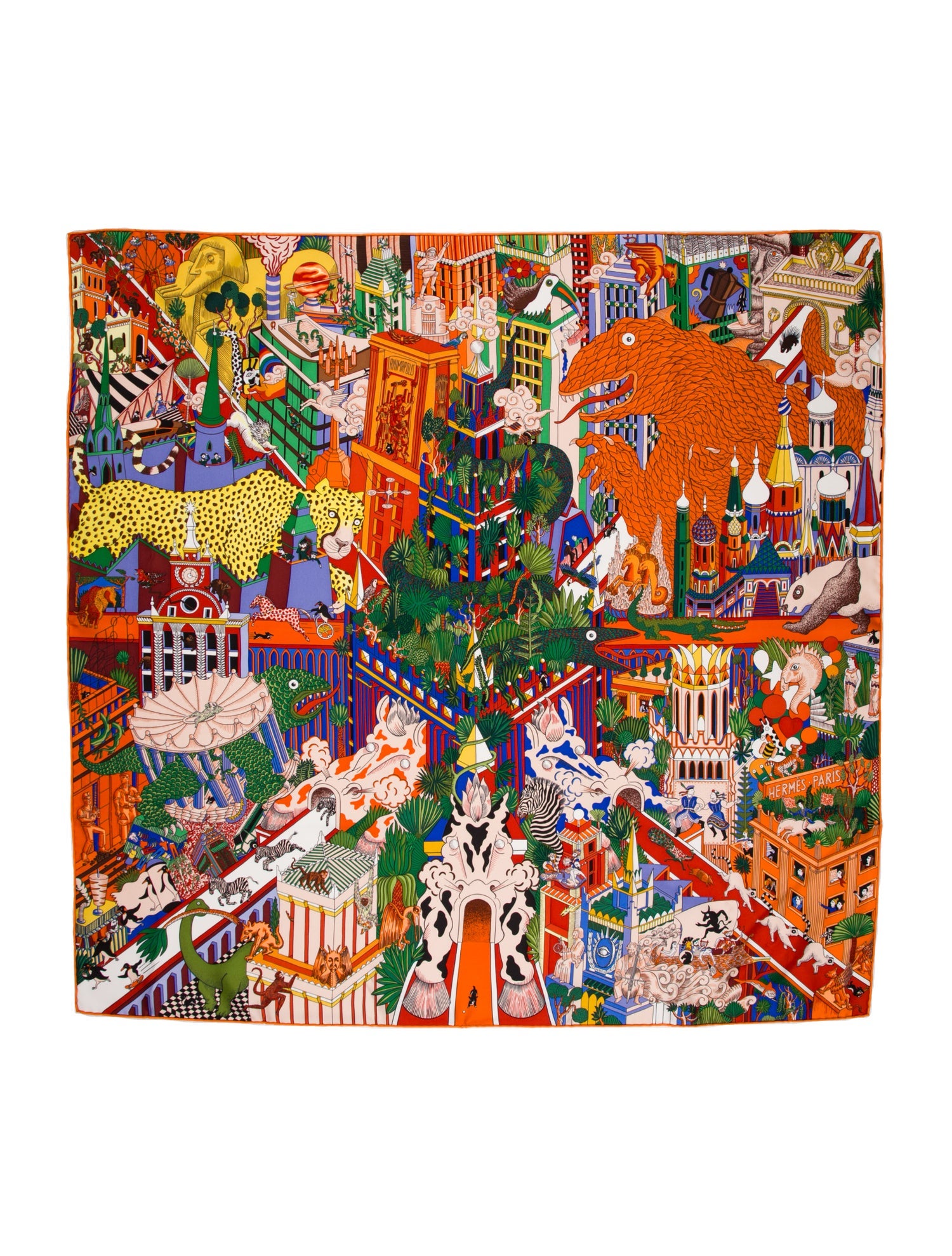 Hermès Animapolis Silk Scarf