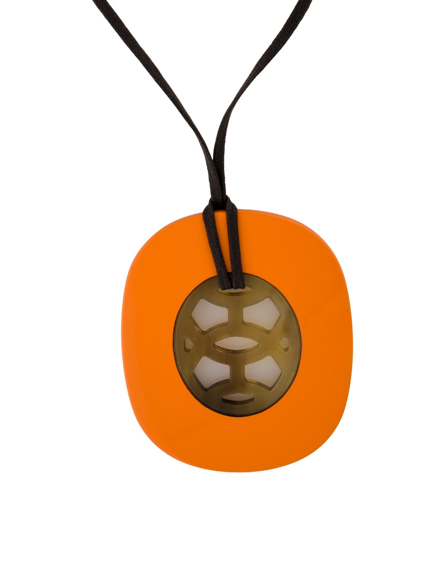 Hermès Lacquered Horn & Cord Lift Pendant Necklace