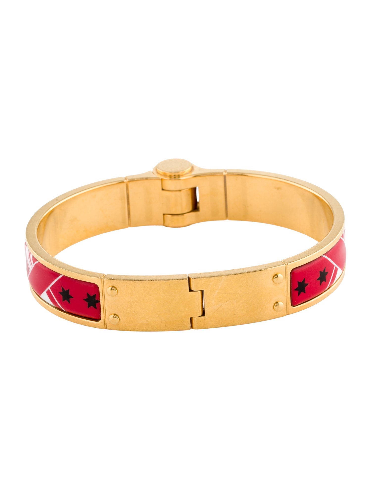 Hermès Narrow Hinged Enamel Bangle Bracelet