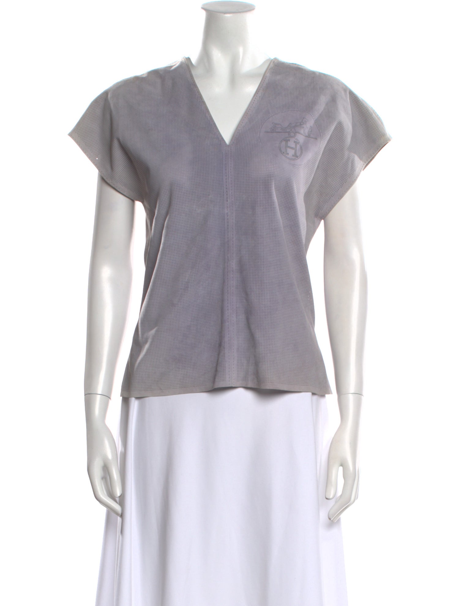 Hermès Goat Leather V-Neck Top