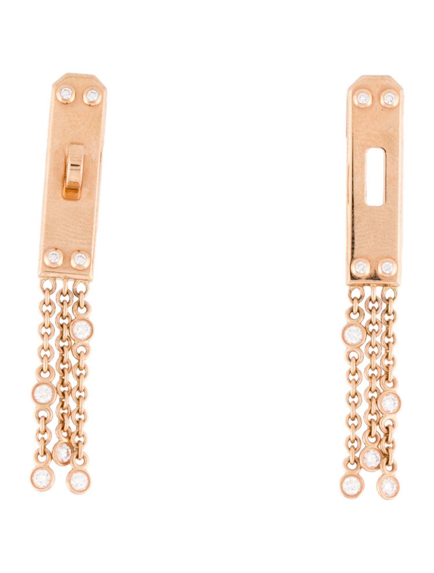 Hermès 18K Diamond Kelly Gavroche Earrings