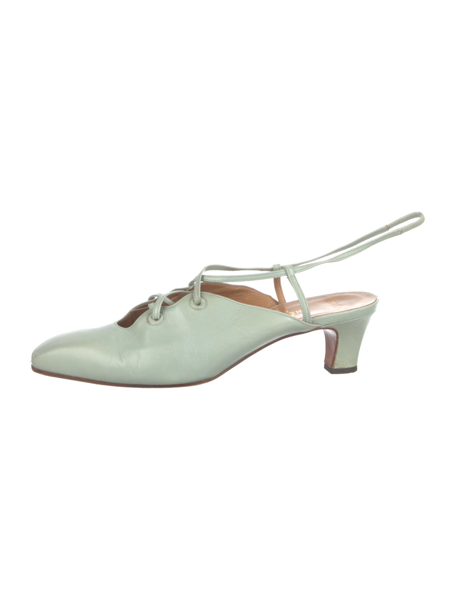 Hermès Leather Scalloped Accent Slingback Pumps