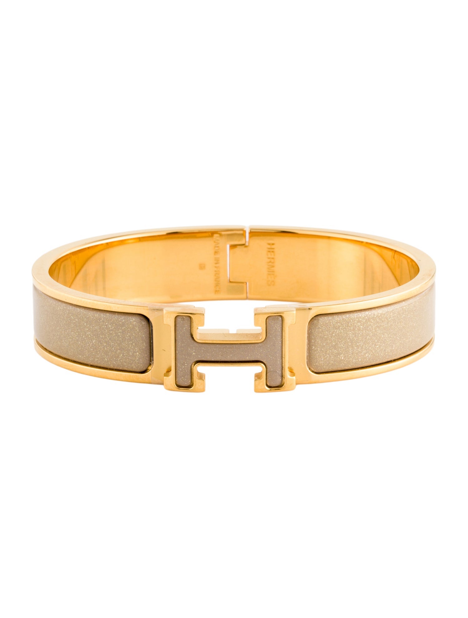 Hermès Enamel Clic H Glitter Bangle Bracelet