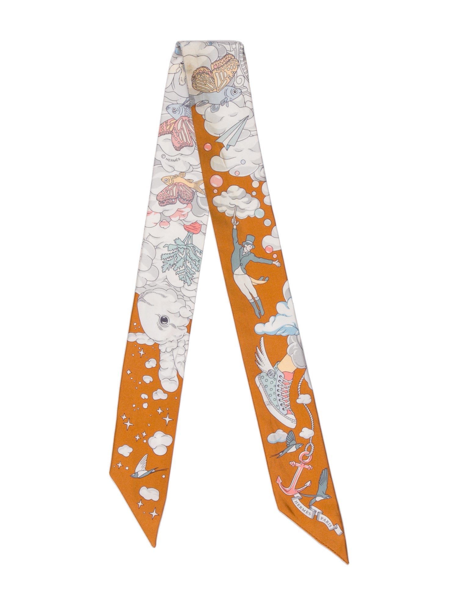 Hermès Sur Mon Nuage Silk Twilly Scarf