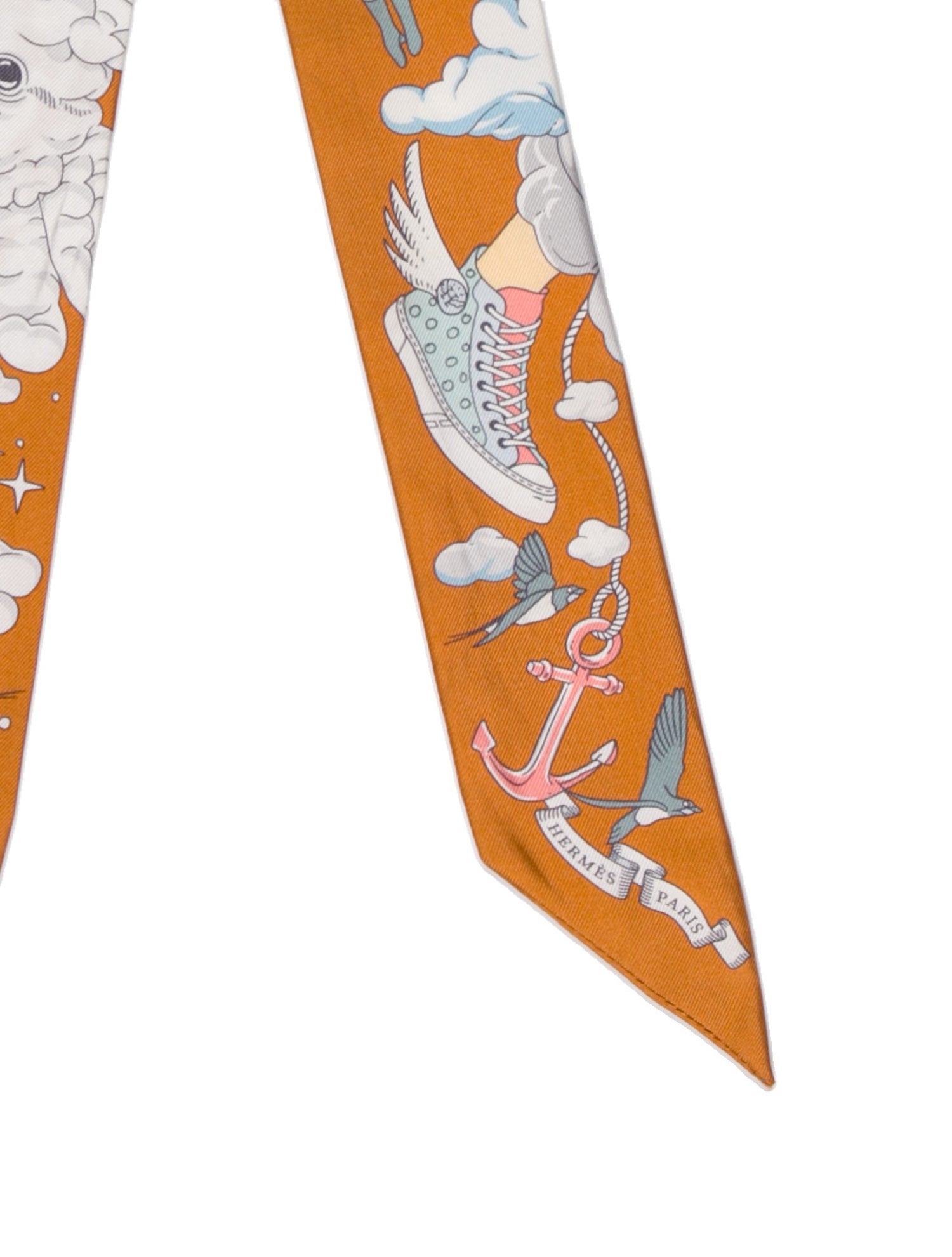 Hermès Sur Mon Nuage Silk Twilly Scarf