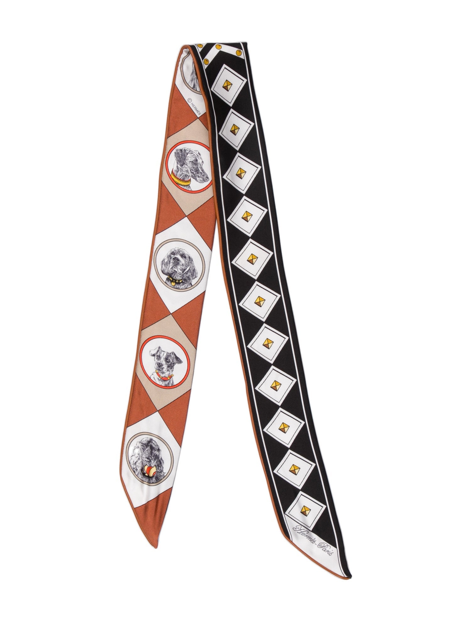 Hermès Colliers et Chiens Forever Silk Twilly Scarf