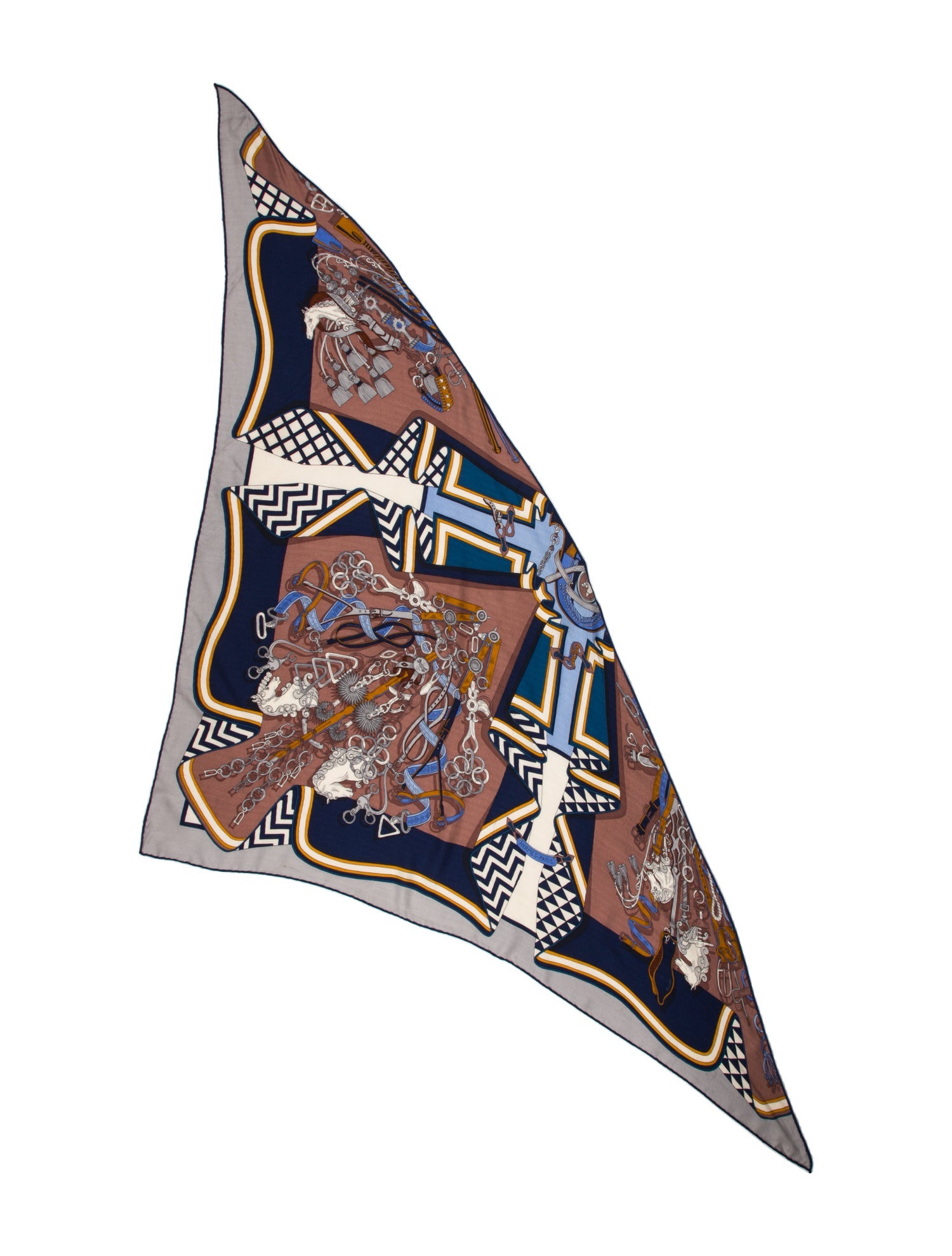 Hermès Bouquets Sellier Giant Cashmere Triangle Scarf