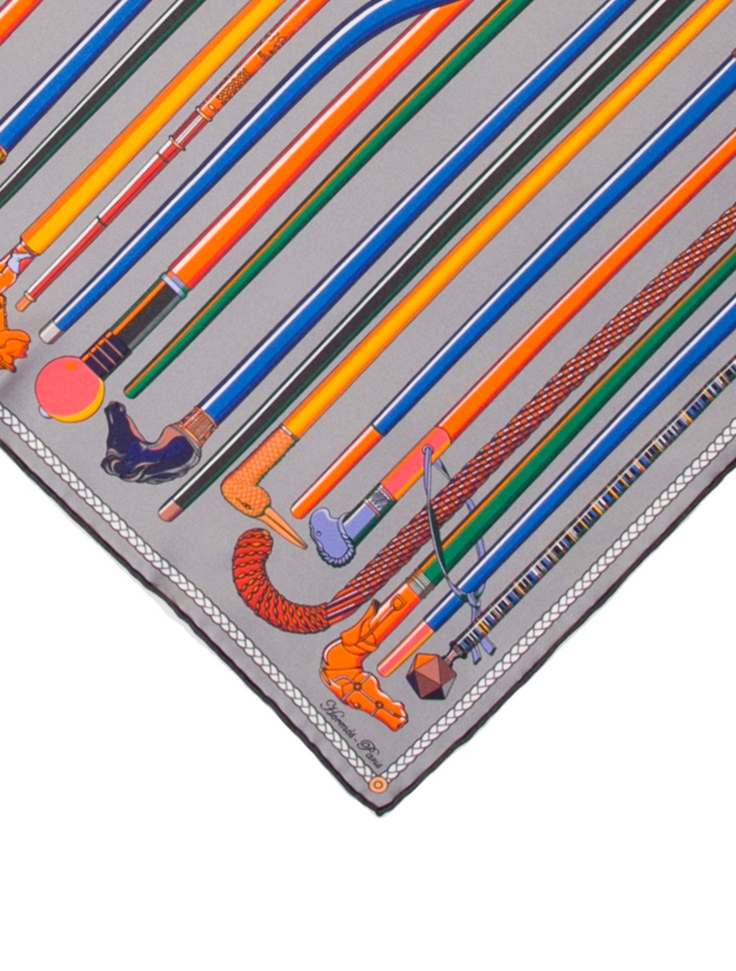 Hermès Les Cannes Silk Pocket Square Silk Scarf