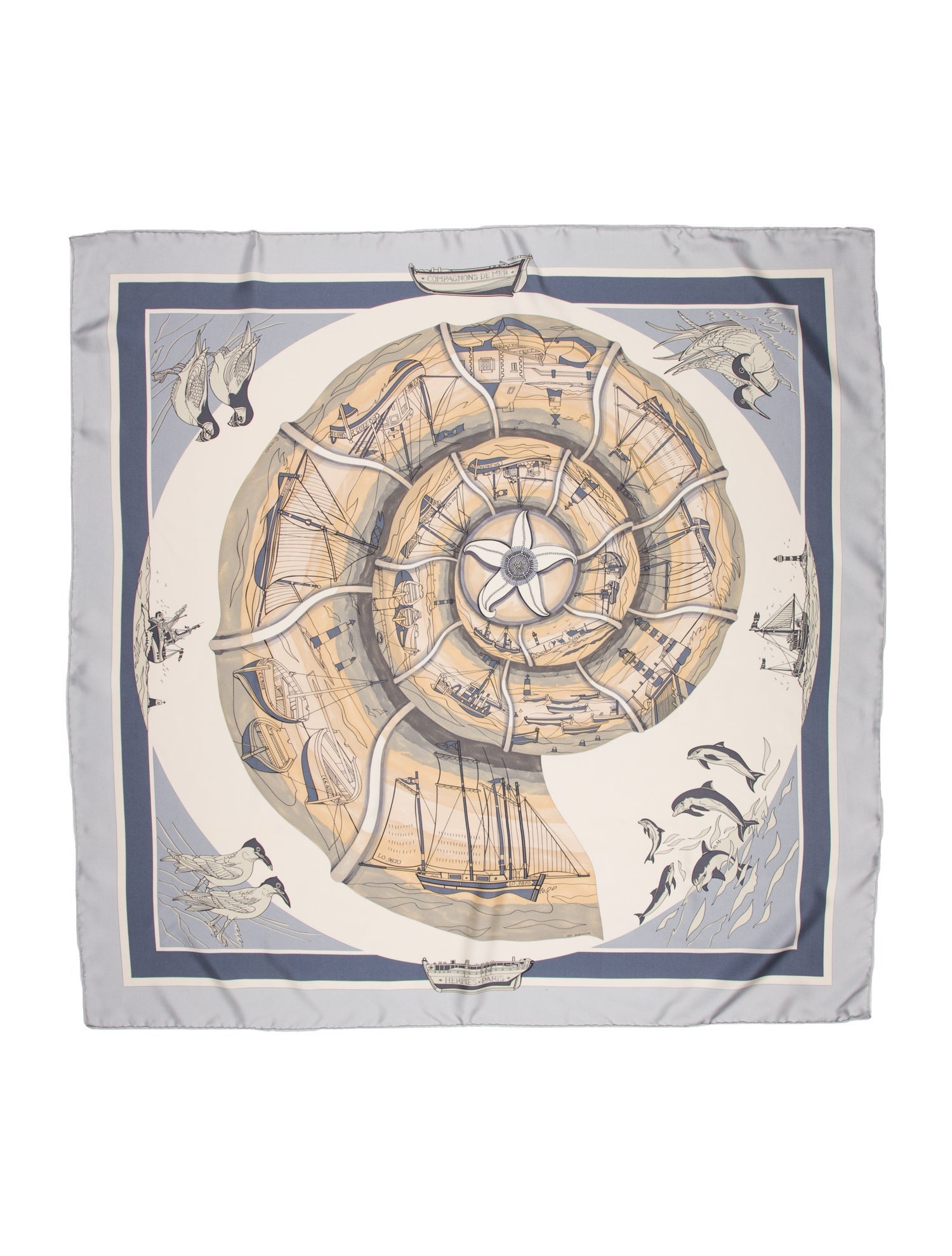Hermès Compagnons de Mer Silk Scarf