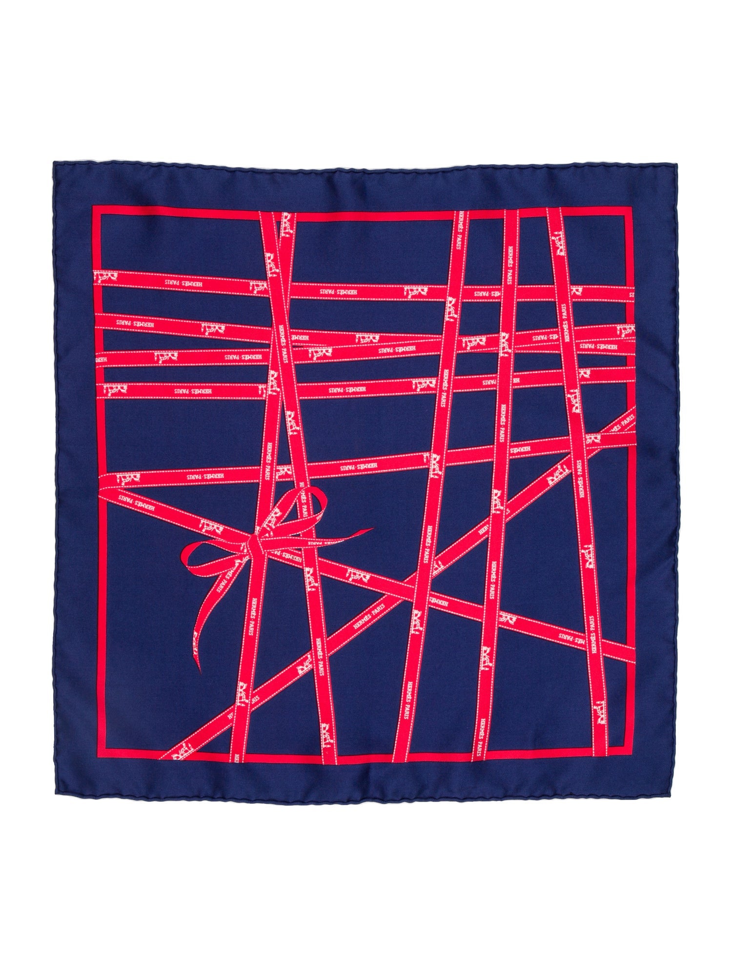 Hermès pattern silk pocket square