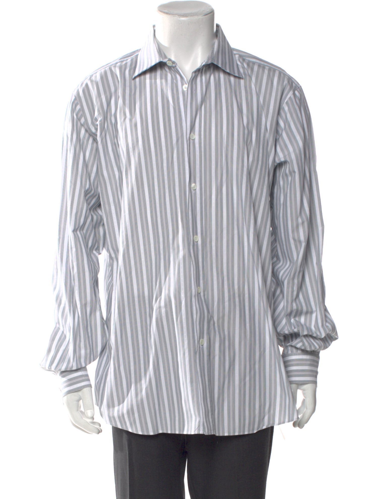 Hermès Striped Long Sleeve Dress Shirt