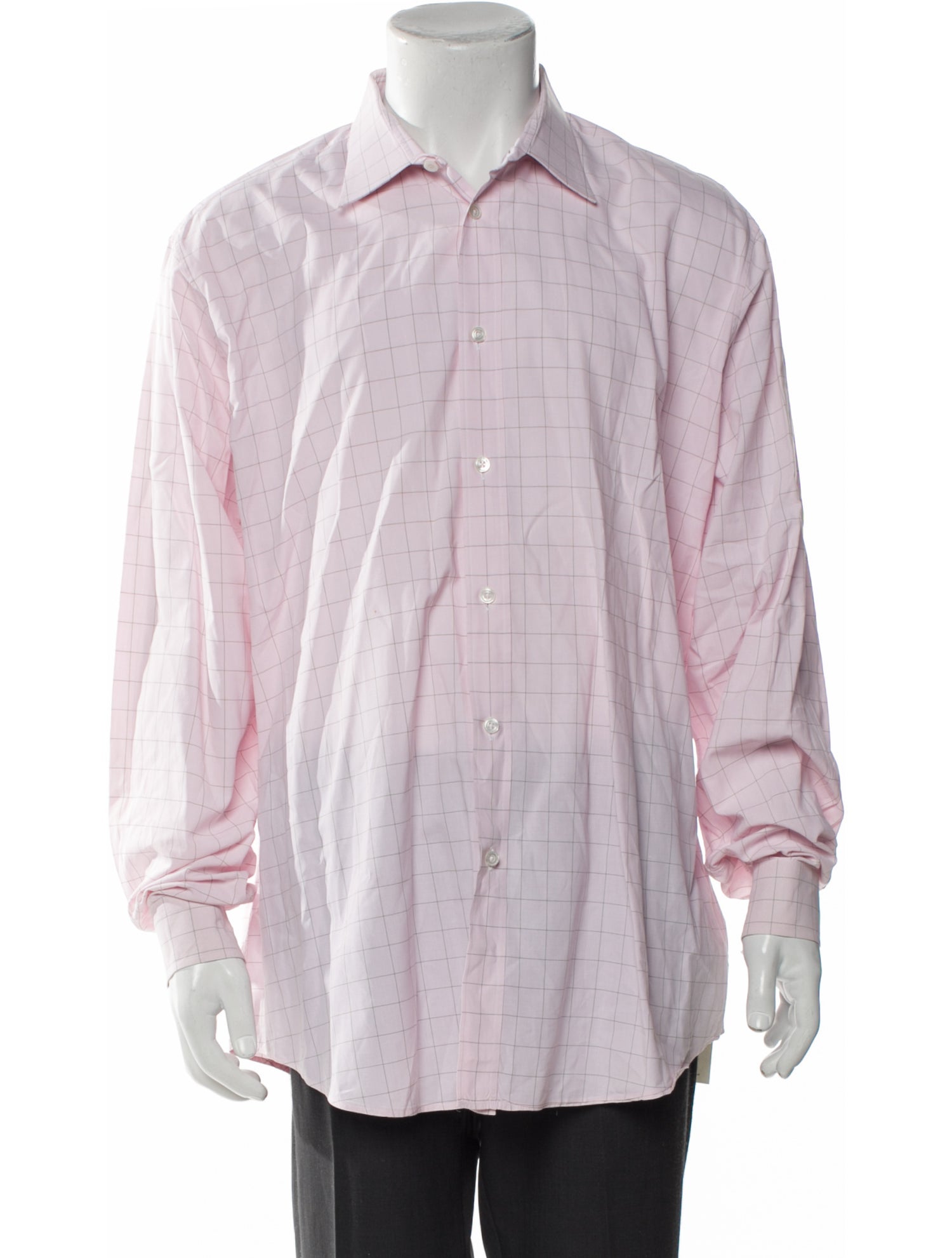 Hermès Plaid Print Long Sleeve Dress Shirt