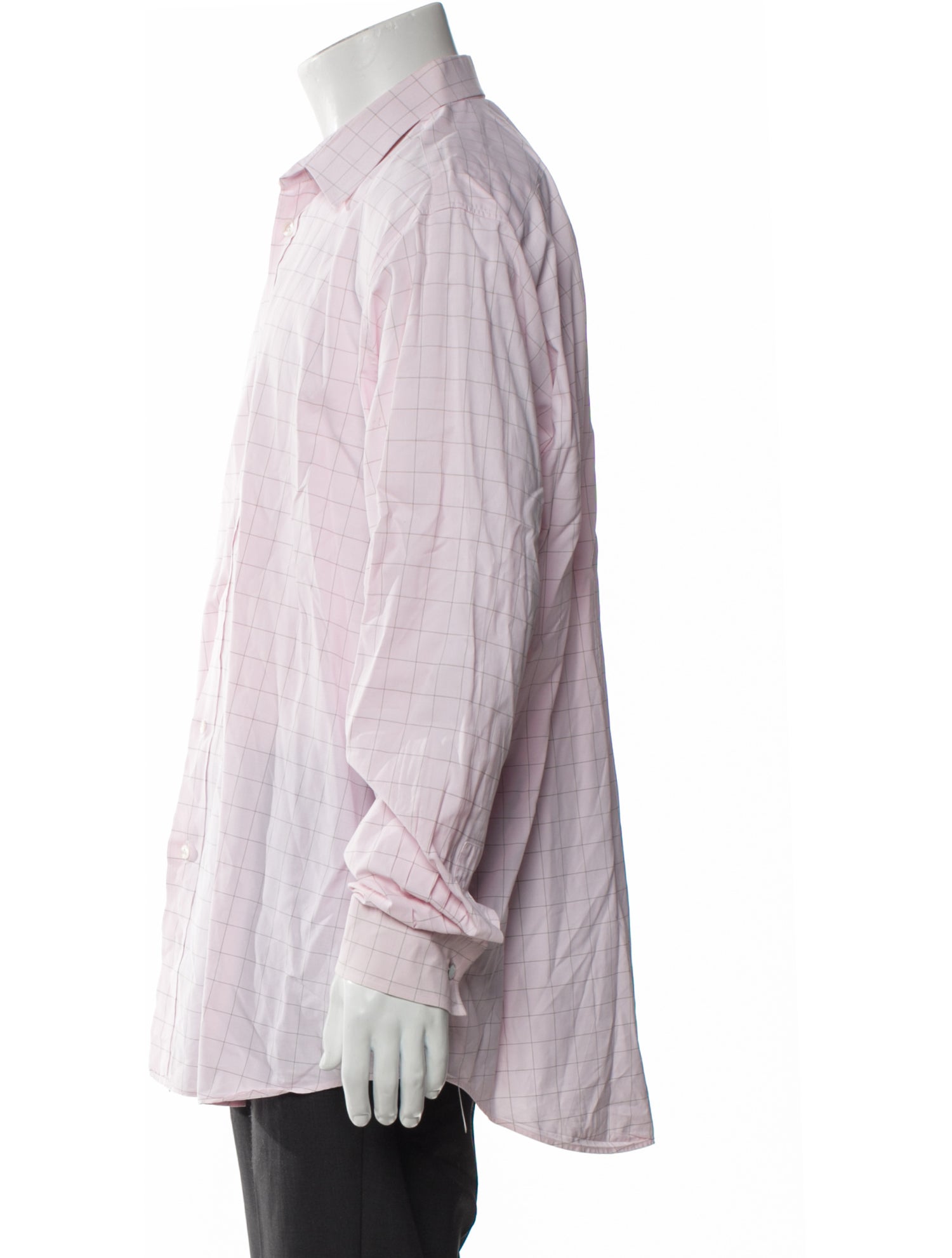 Hermès Plaid Print Long Sleeve Dress Shirt