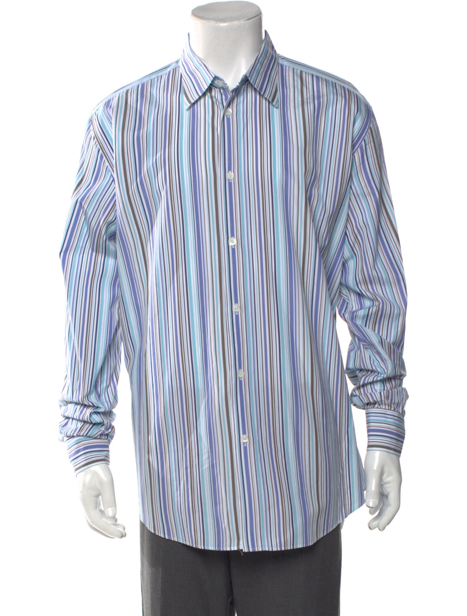 Hermès Striped Long Sleeve Dress Shirt