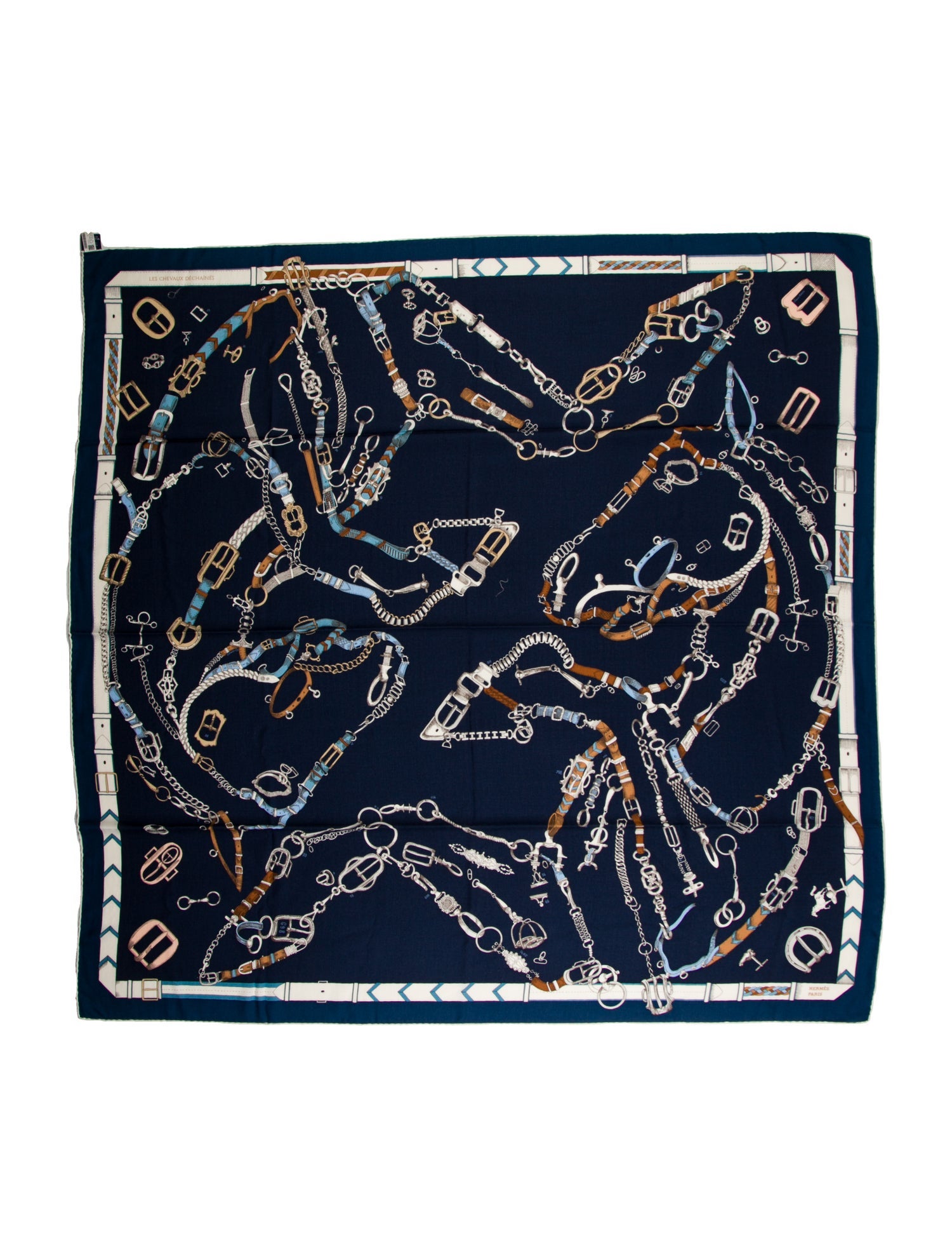 Hermès Les Chevaux Dechaines Silk Shawl Cashmere Shawl