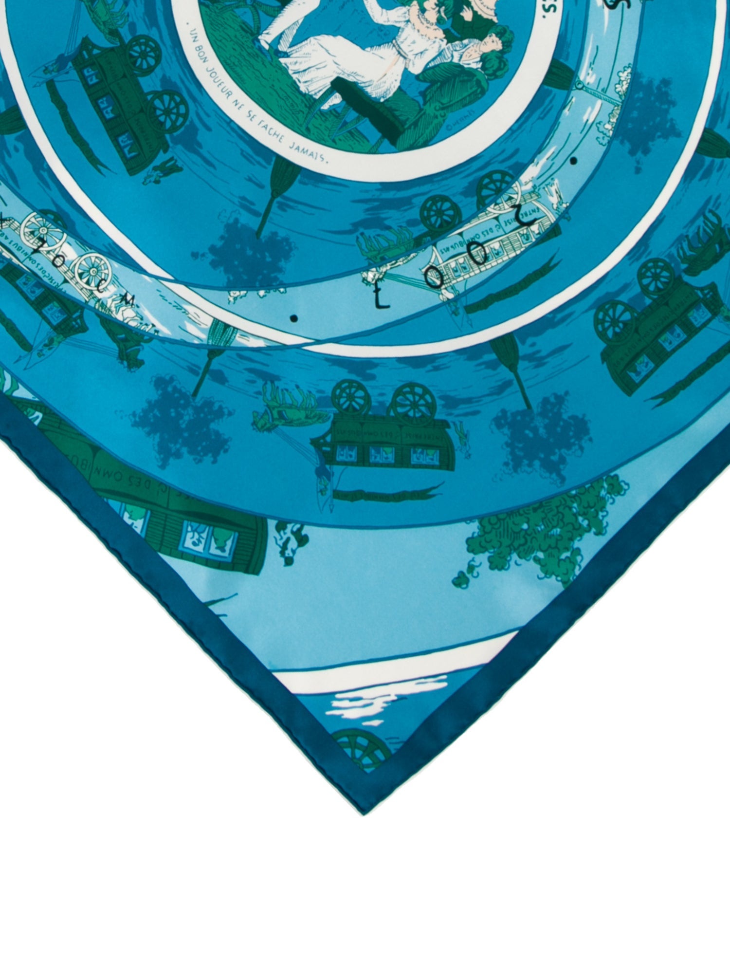 Hermès Jeu des Omnibus et Dames Blanches Silk Scarf