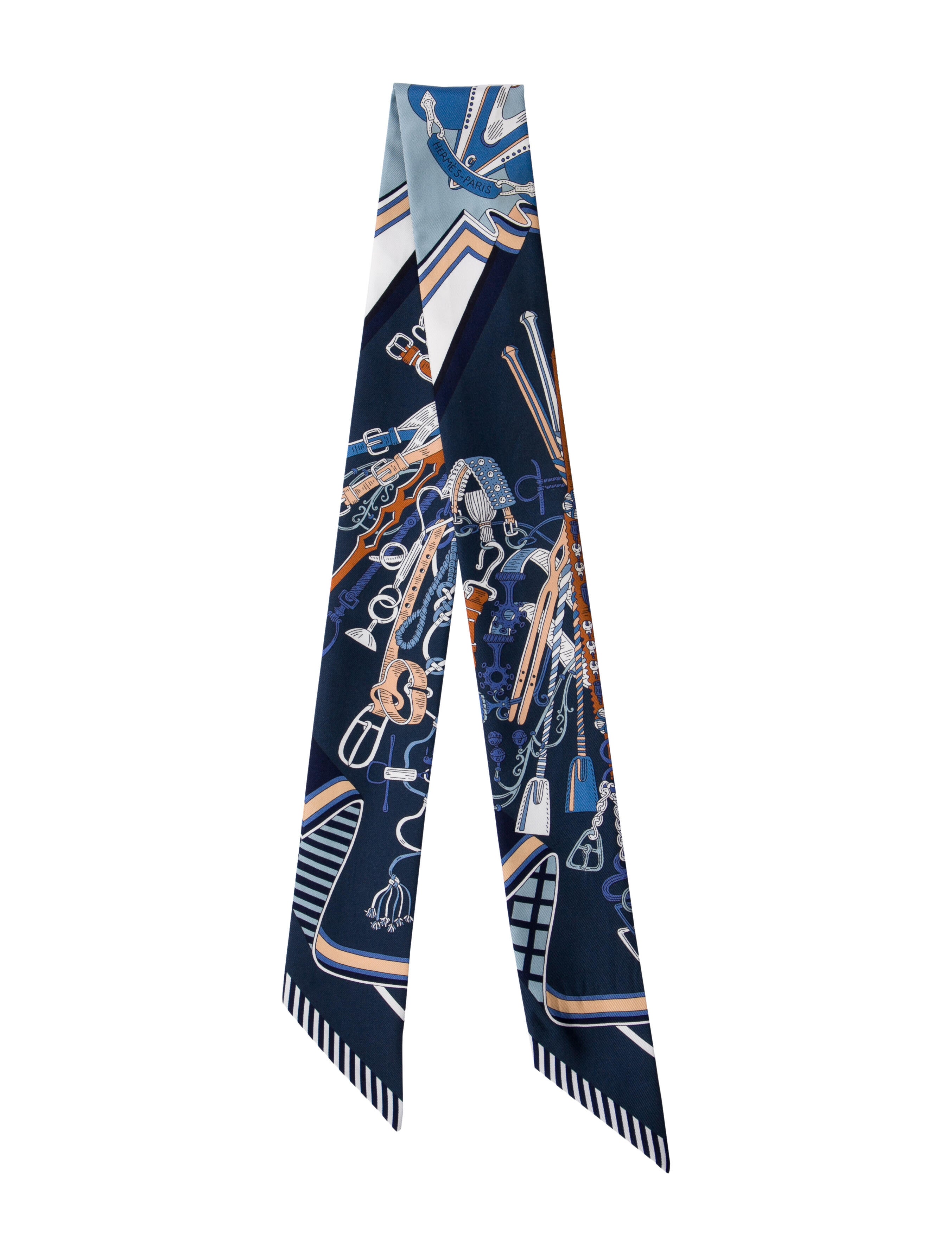 Hermès Bouquets Sellier Silk Twilly Scarf