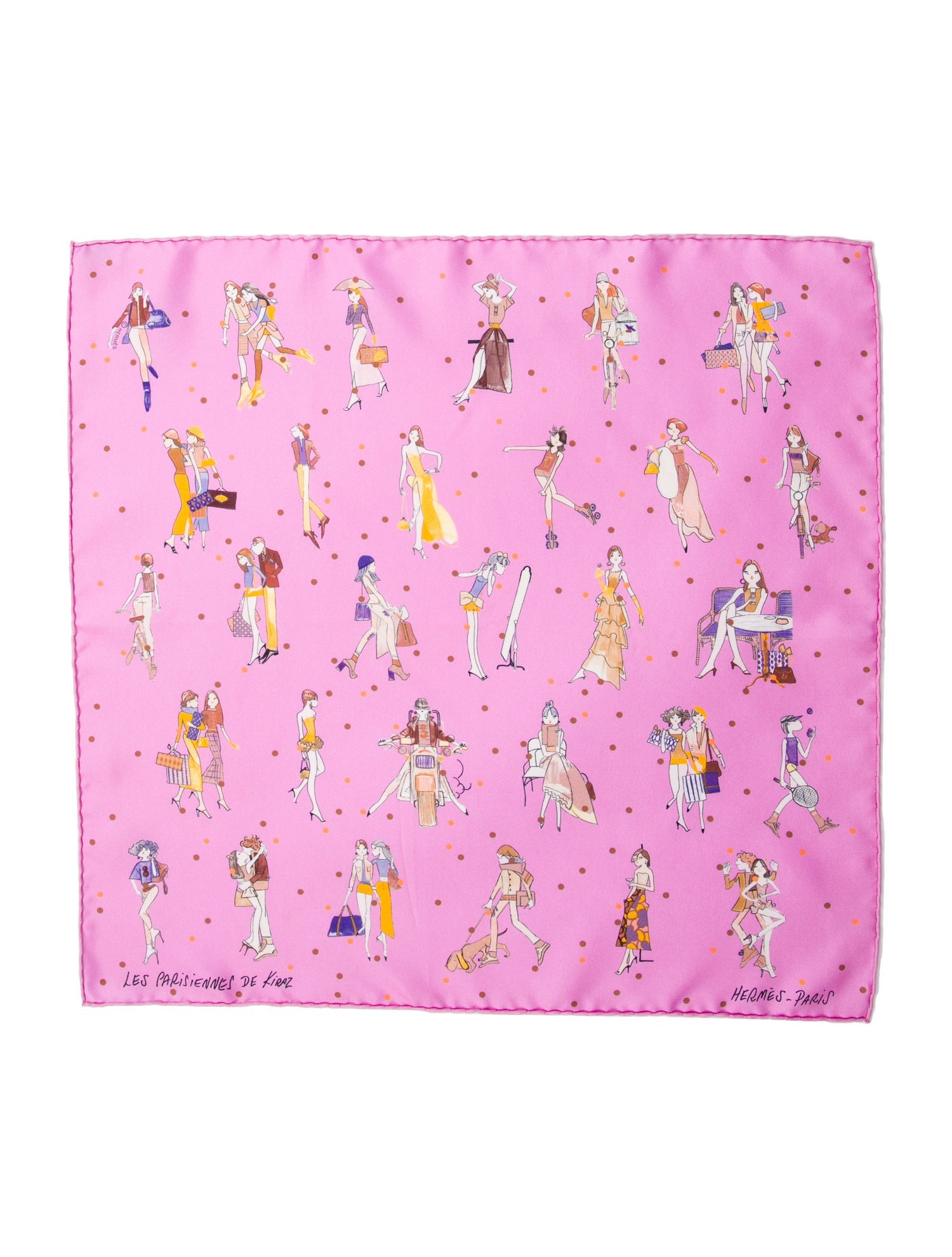 Hermès Le Parisiennes De Kiraz Pocket Square Silk Scarf