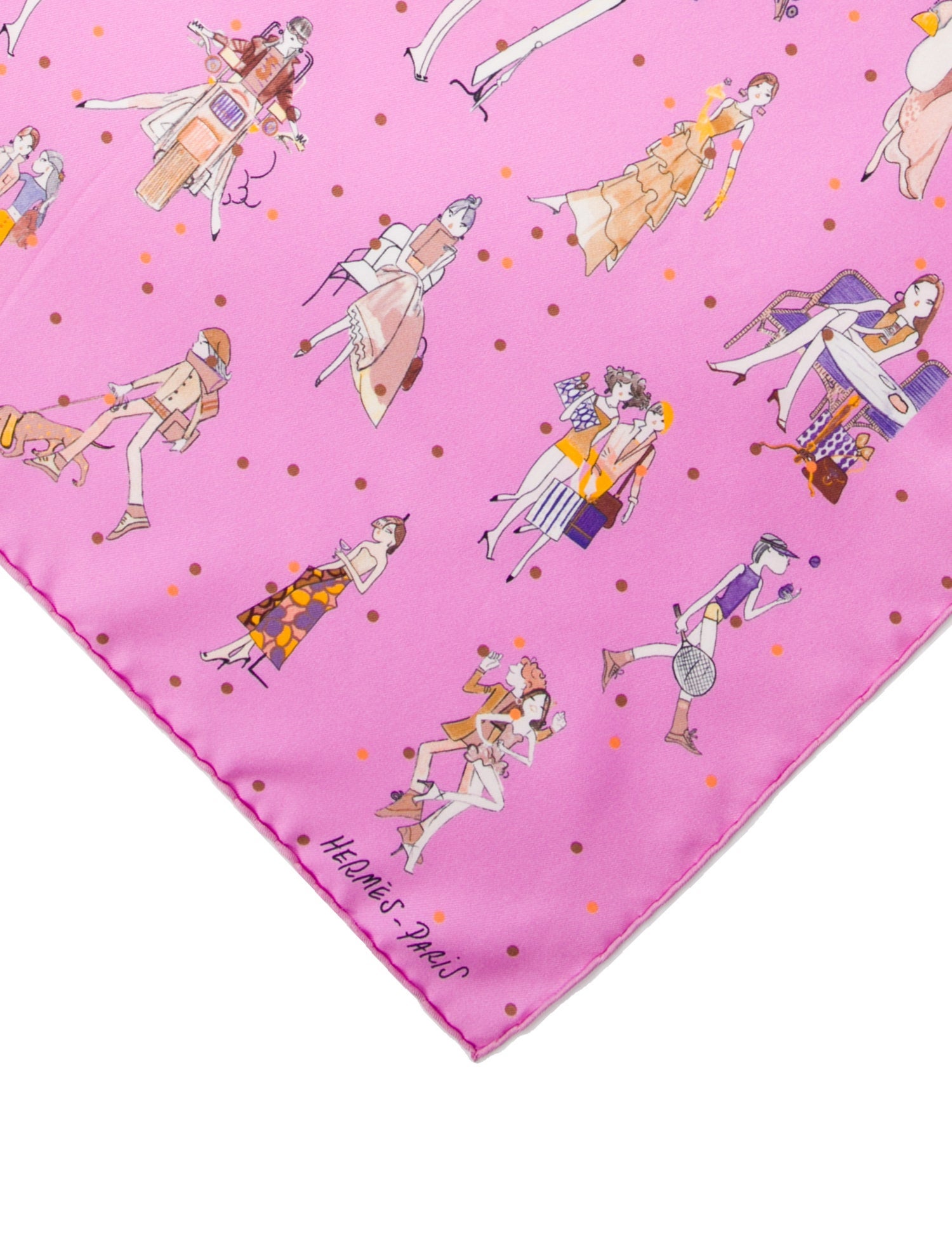 Hermès Le Parisiennes De Kiraz Pocket Square Silk Scarf