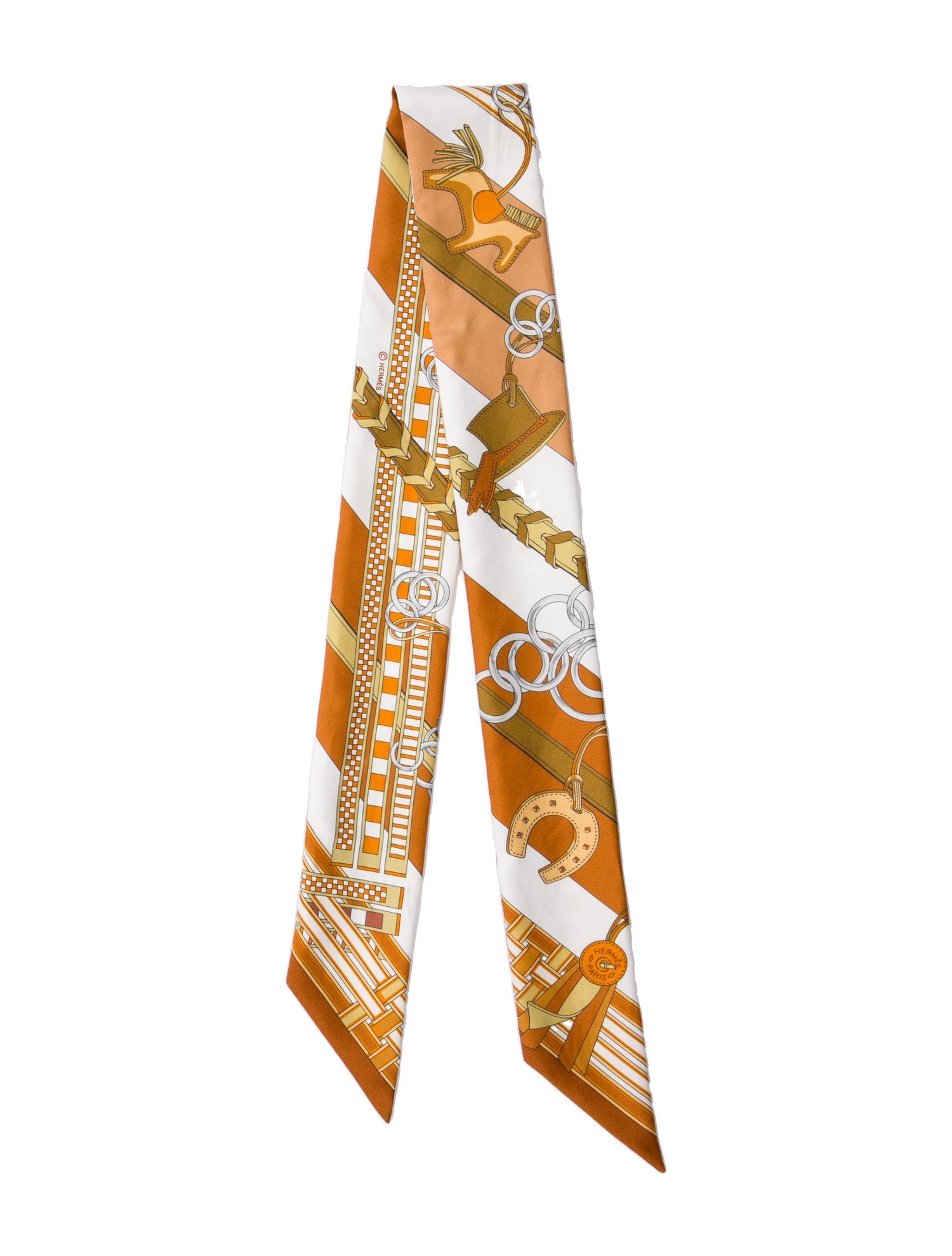 Hermès Brides et Gris-Gris Silk Twilly Scarf